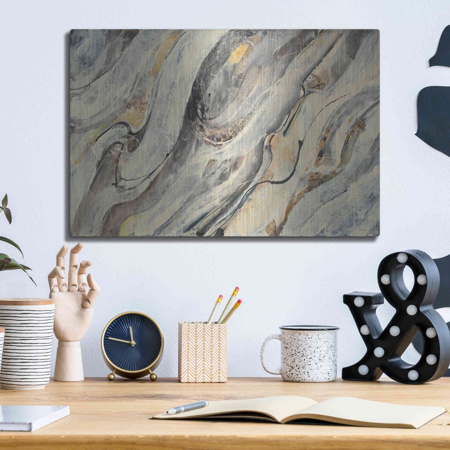 Luxe Metal Art 'Golden Falls' by Albena Hristova, Metal Wall Art,16x12