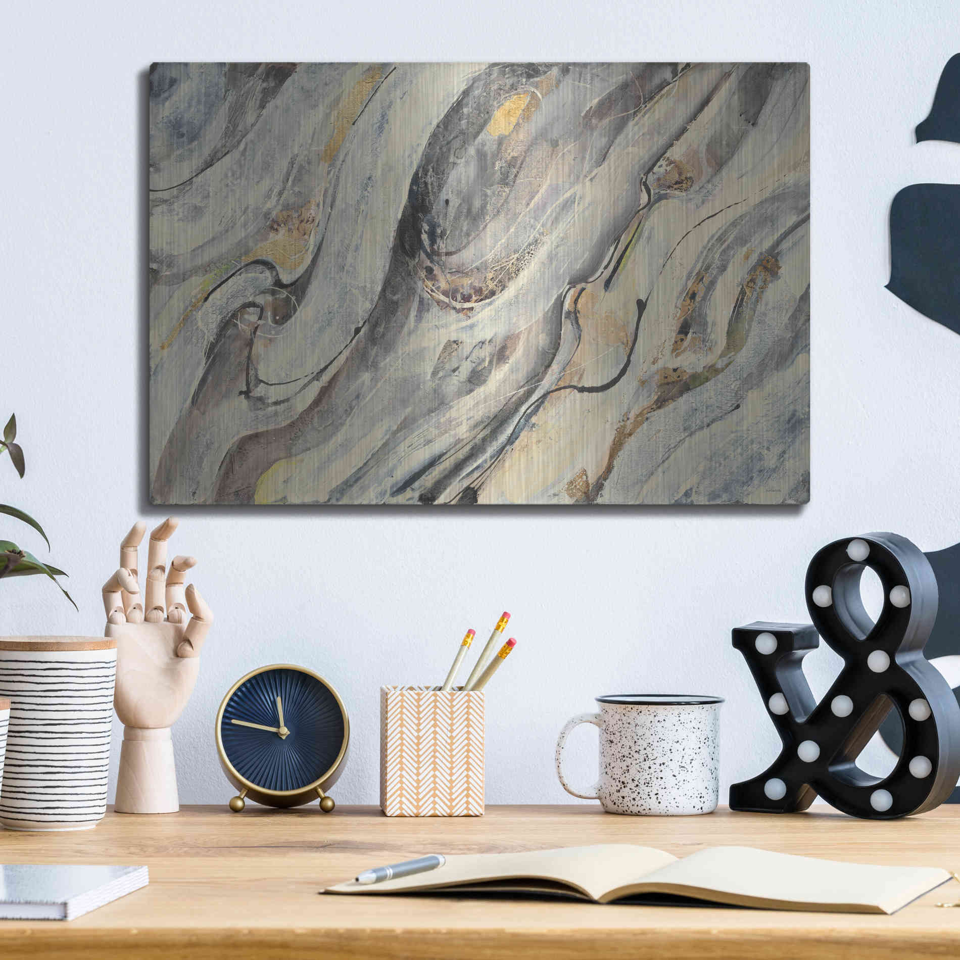 Luxe Metal Art 'Golden Falls' by Albena Hristova, Metal Wall Art,16x12