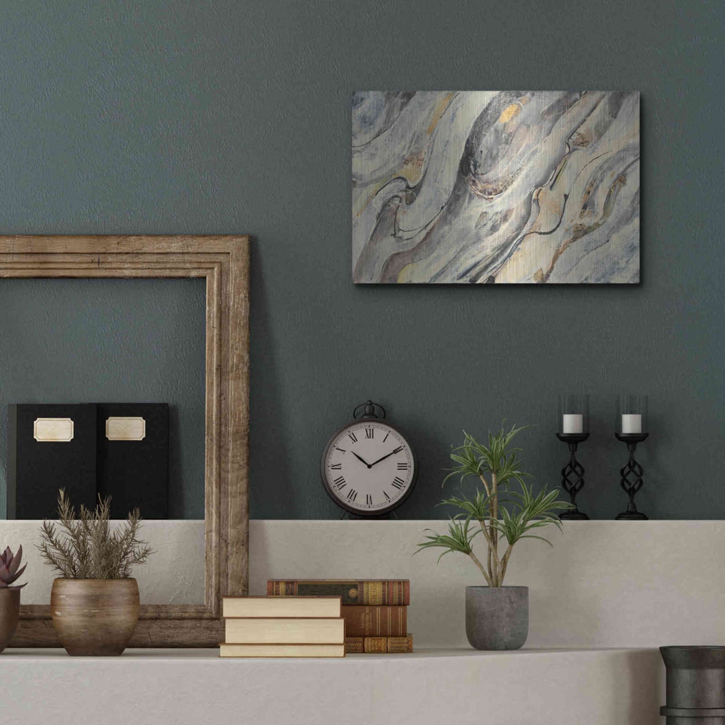 Luxe Metal Art 'Golden Falls' by Albena Hristova, Metal Wall Art,16x12