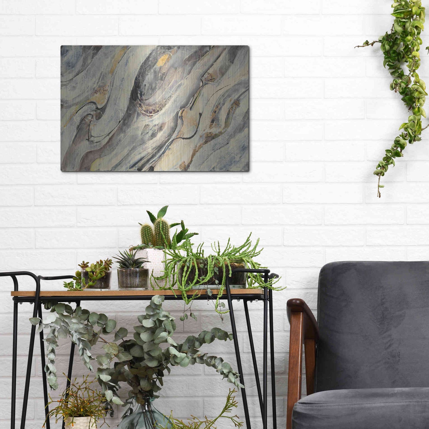 Luxe Metal Art 'Golden Falls' by Albena Hristova, Metal Wall Art,16x12