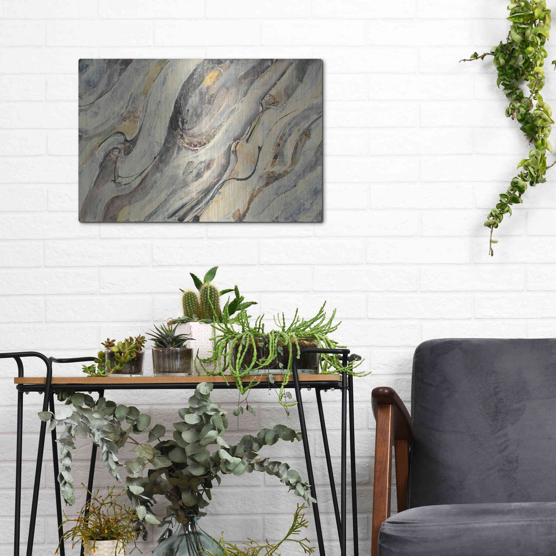 Luxe Metal Art 'Golden Falls' by Albena Hristova, Metal Wall Art,16x12