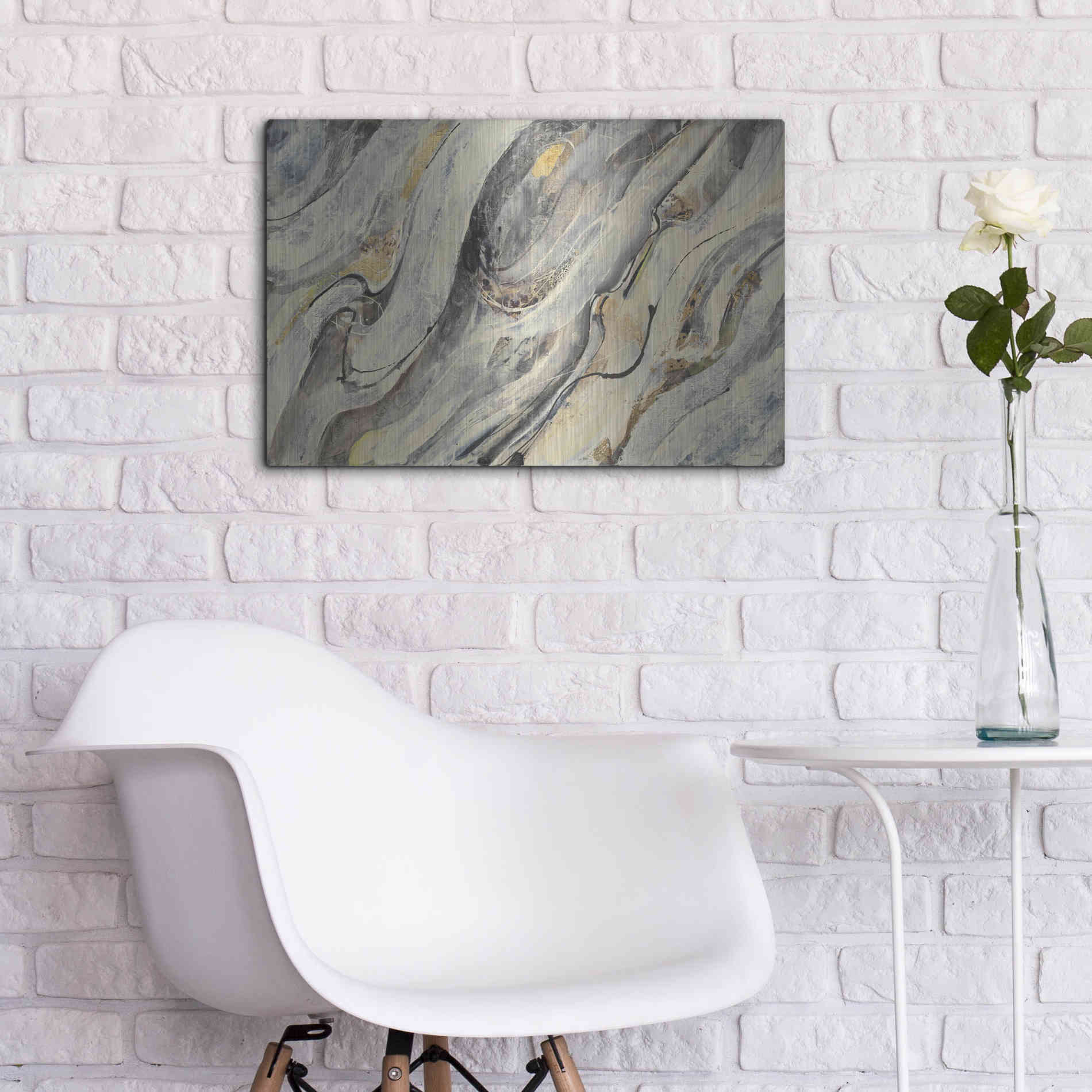 Luxe Metal Art 'Golden Falls' by Albena Hristova, Metal Wall Art,24x16