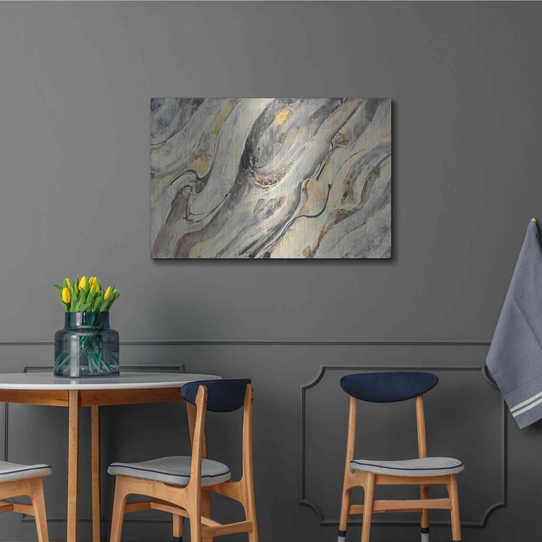 Luxe Metal Art 'Golden Falls' by Albena Hristova, Metal Wall Art,36x24