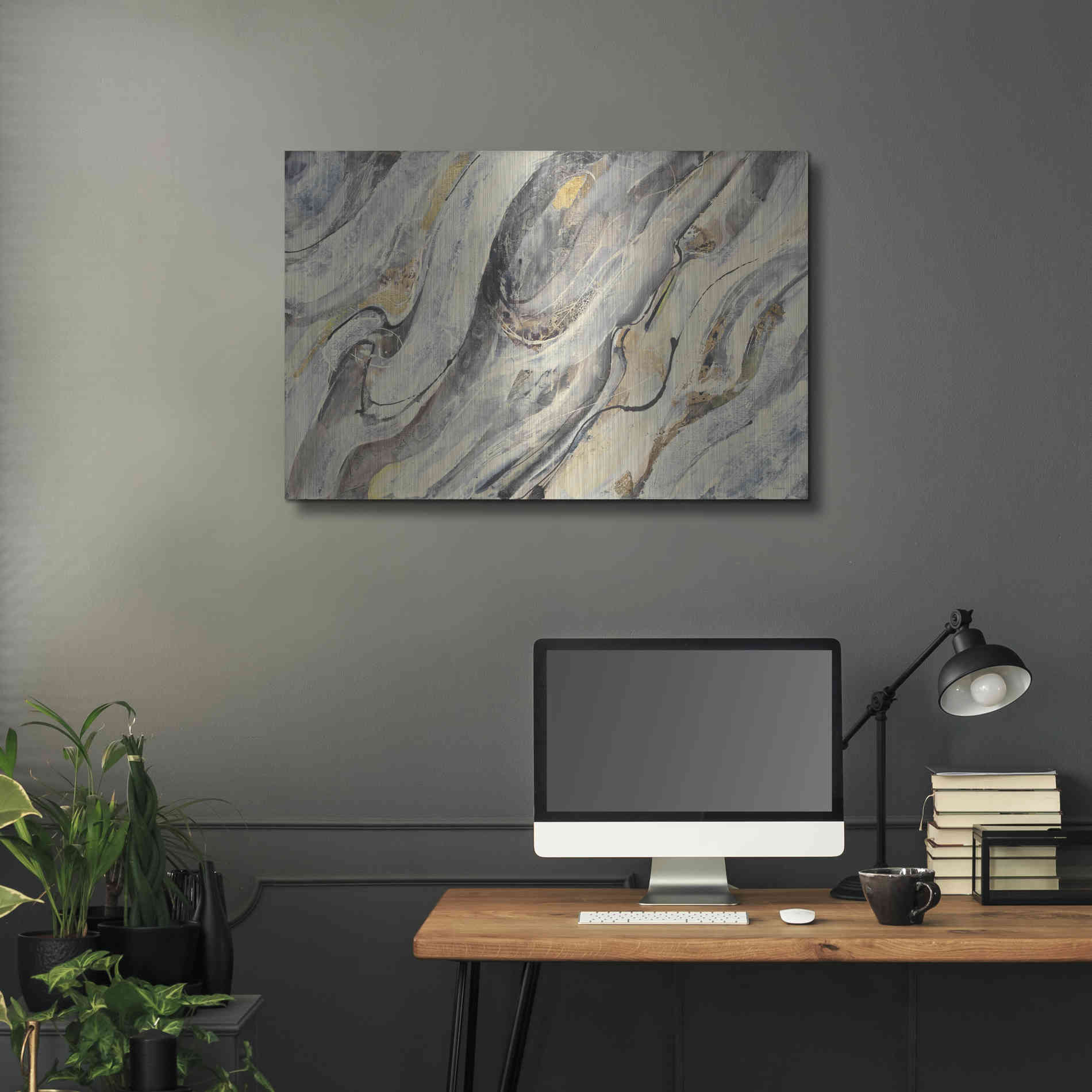 Luxe Metal Art 'Golden Falls' by Albena Hristova, Metal Wall Art,36x24