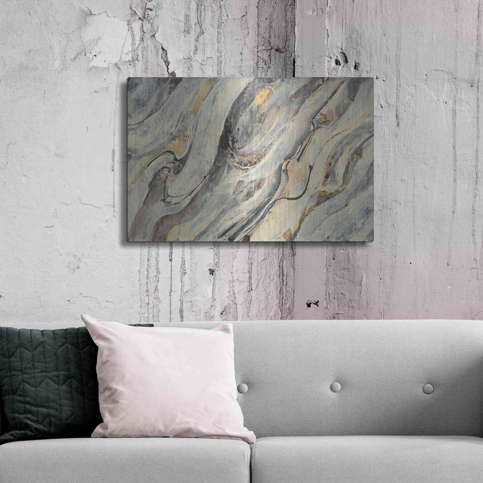 Luxe Metal Art 'Golden Falls' by Albena Hristova, Metal Wall Art,36x24