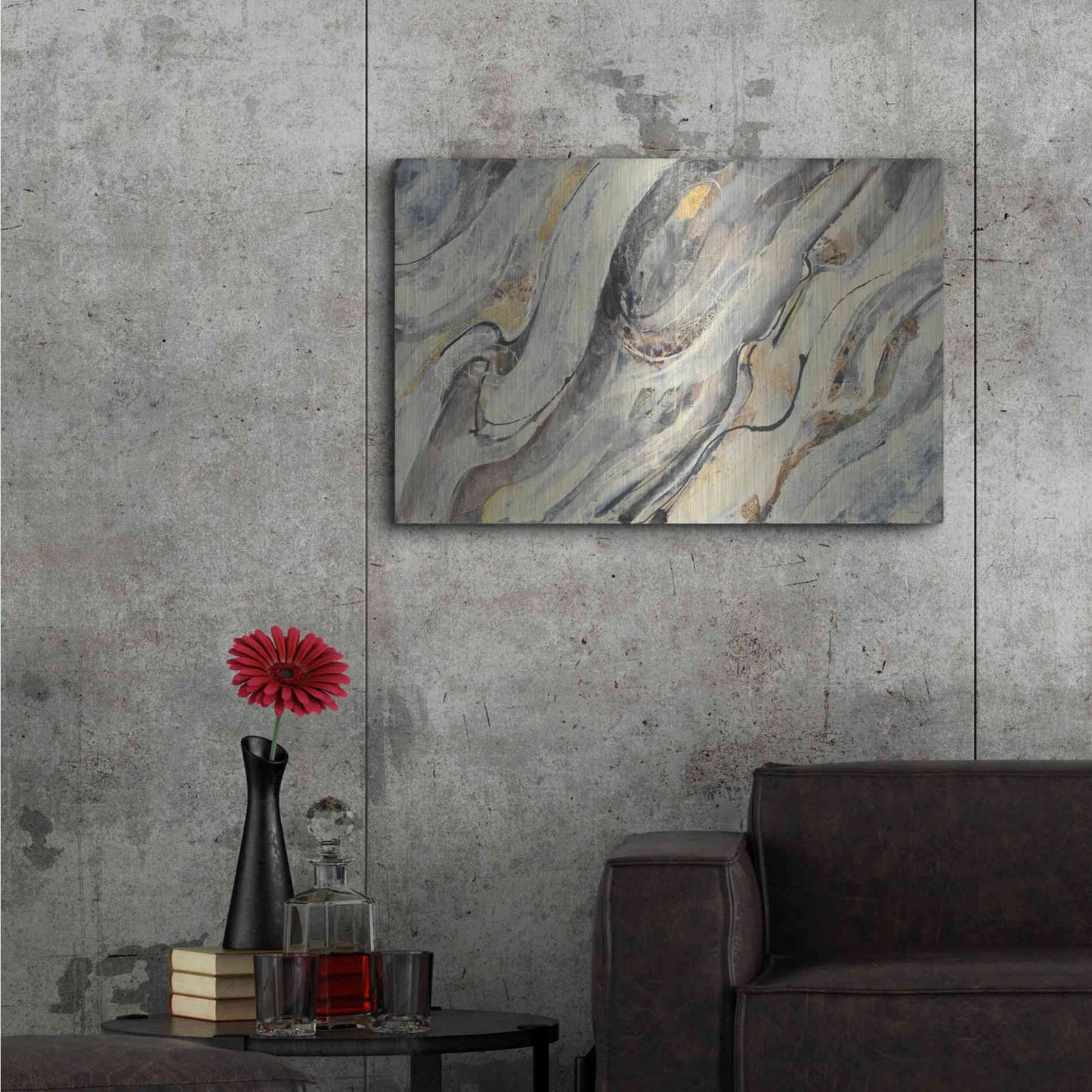Luxe Metal Art 'Golden Falls' by Albena Hristova, Metal Wall Art,36x24