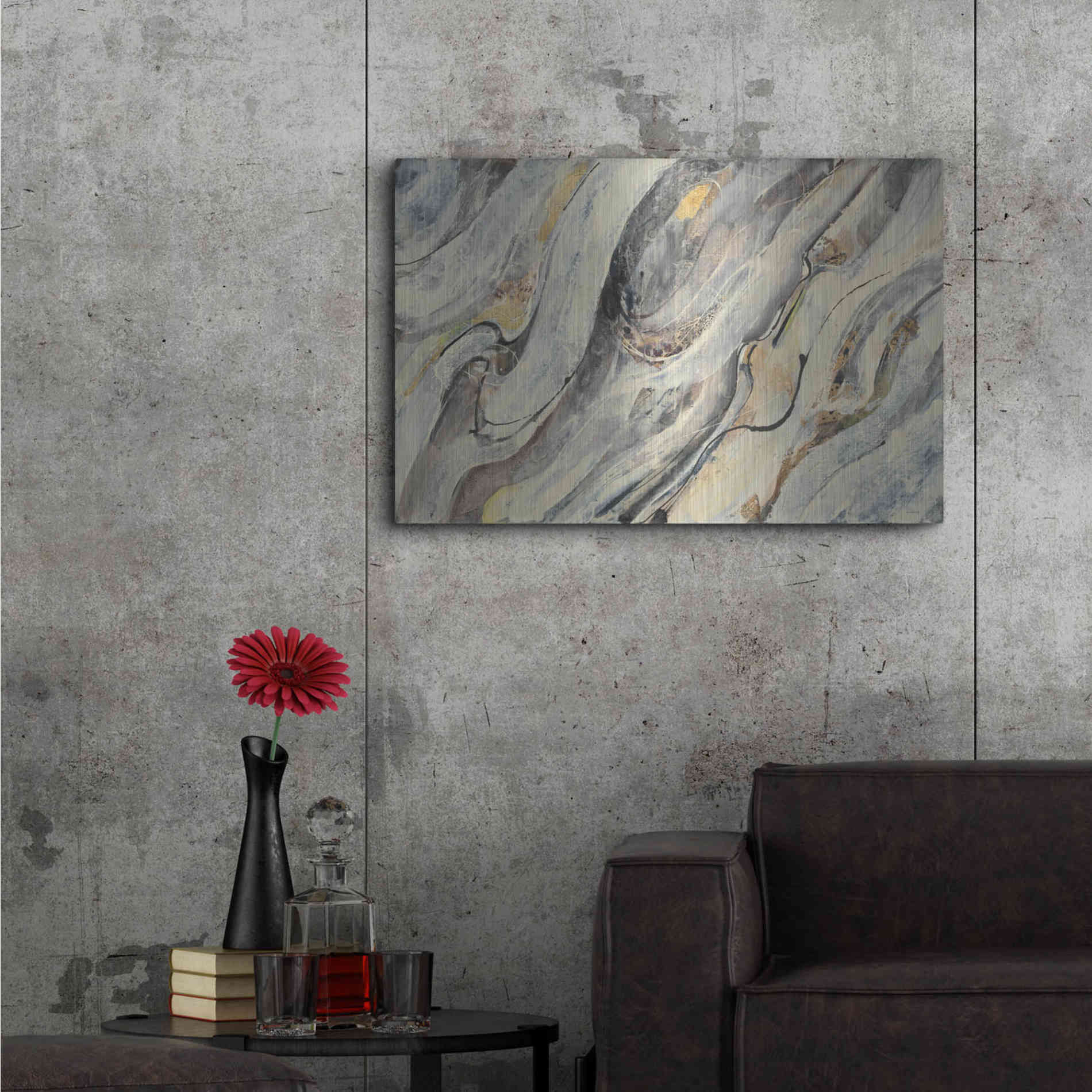 Luxe Metal Art 'Golden Falls' by Albena Hristova, Metal Wall Art,36x24