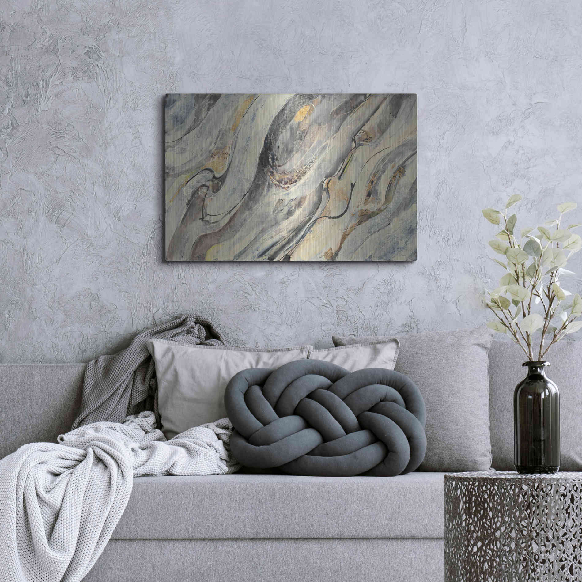 Luxe Metal Art 'Golden Falls' by Albena Hristova, Metal Wall Art,36x24