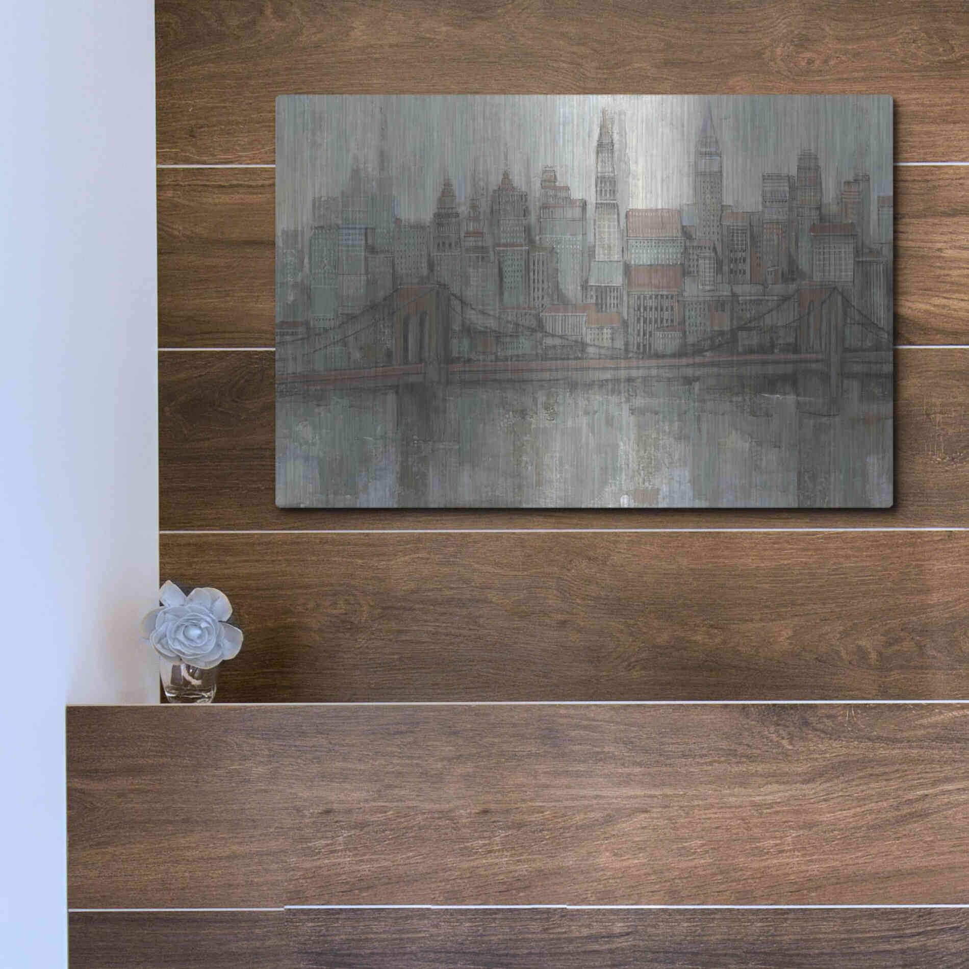 Luxe Metal Art 'City Center II' by Tim O'Toole, Metal Wall Art,16x12