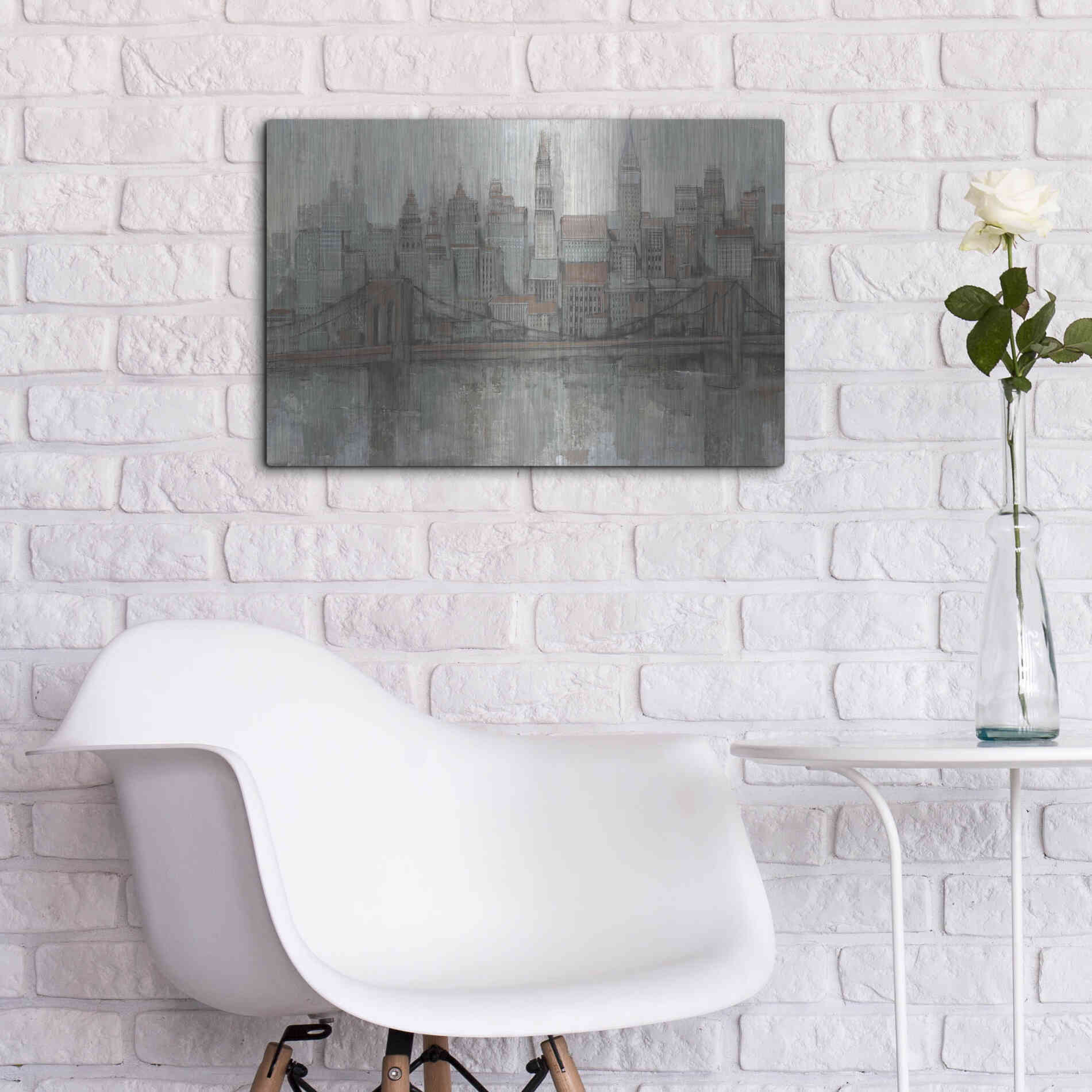 Luxe Metal Art 'City Center II' by Tim O'Toole, Metal Wall Art,24x16