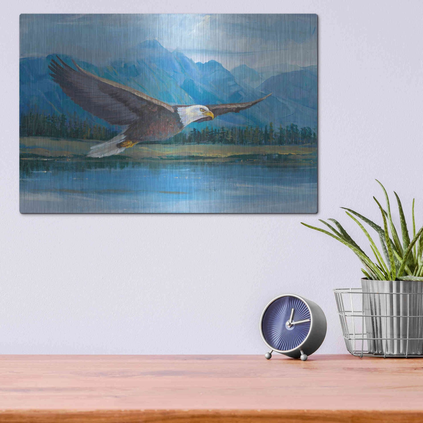 Luxe Metal Art 'Eagle Soaring' by Tim O'Toole, Metal Wall Art,16x12