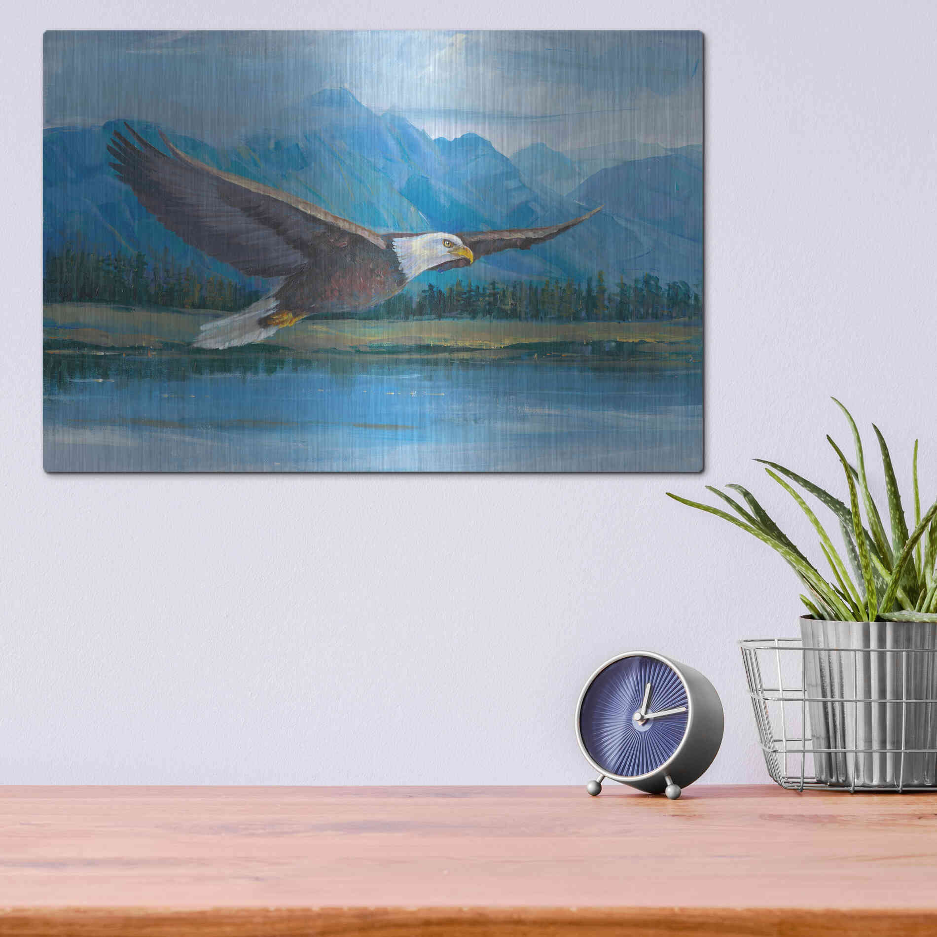 Luxe Metal Art 'Eagle Soaring' by Tim O'Toole, Metal Wall Art,16x12