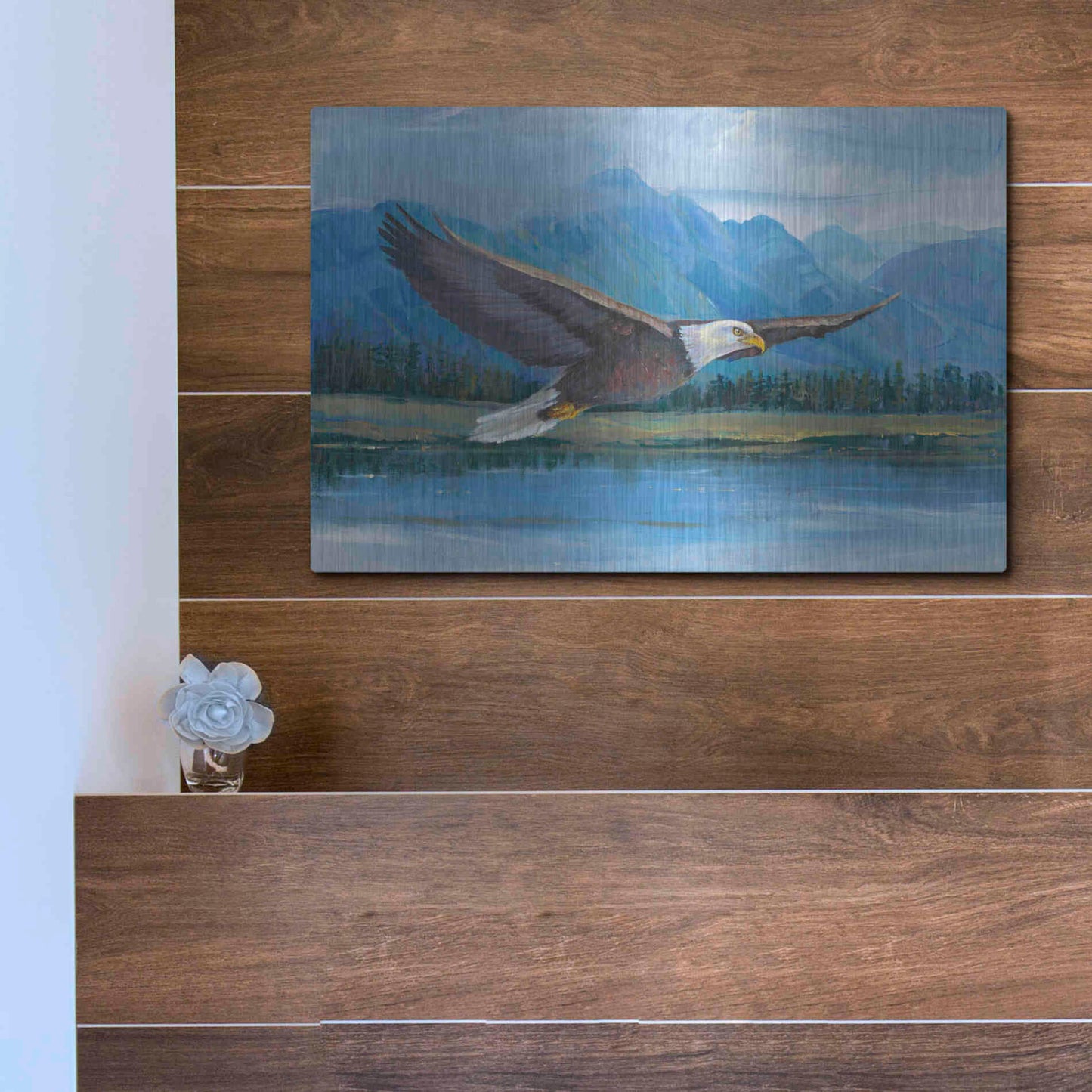 Luxe Metal Art 'Eagle Soaring' by Tim O'Toole, Metal Wall Art,16x12
