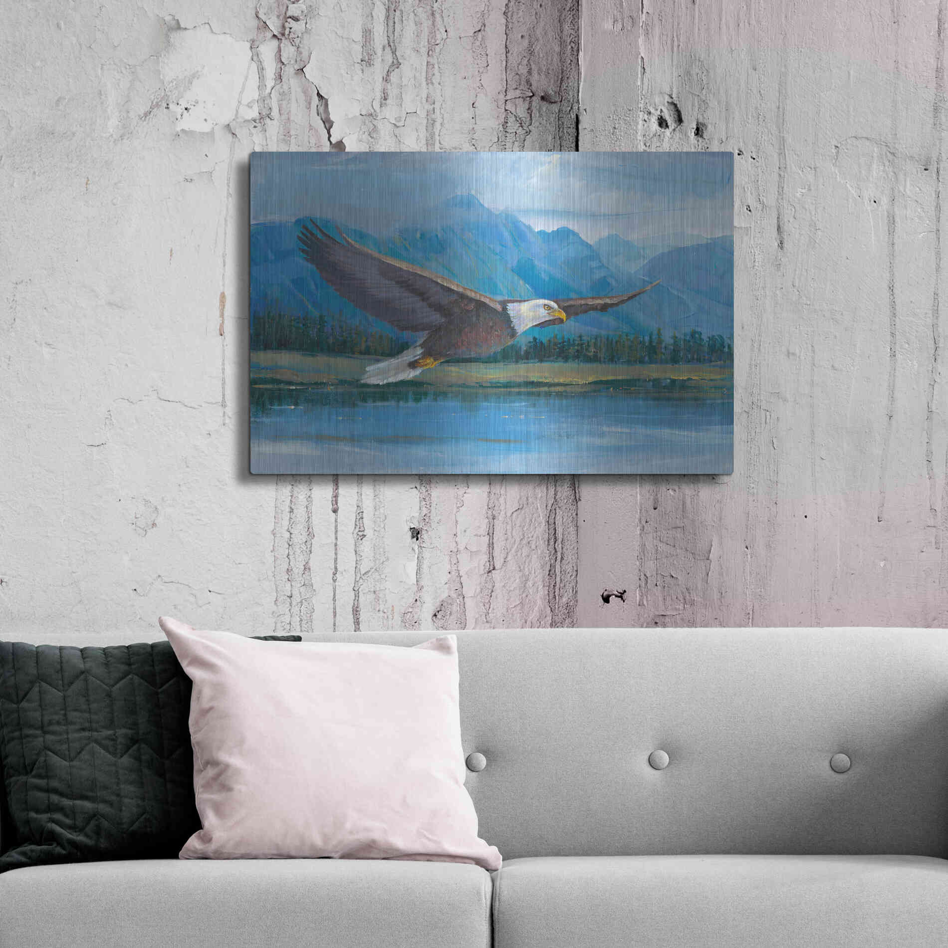 Luxe Metal Art 'Eagle Soaring' by Tim O'Toole, Metal Wall Art,36x24