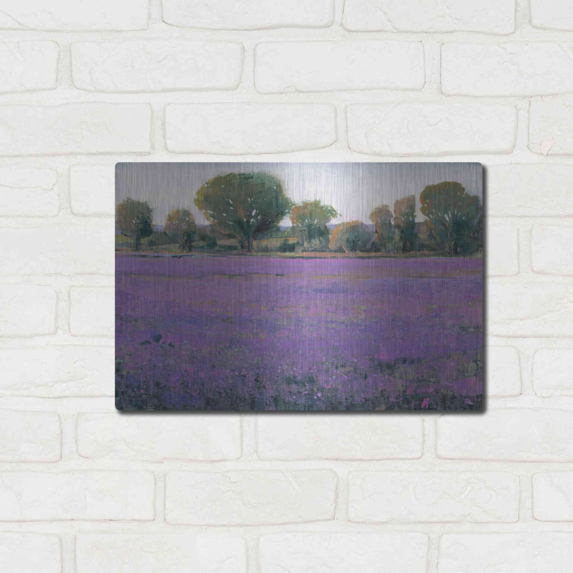 Luxe Metal Art 'Lavender Field I' by Tim O'Toole, Metal Wall Art,16x12