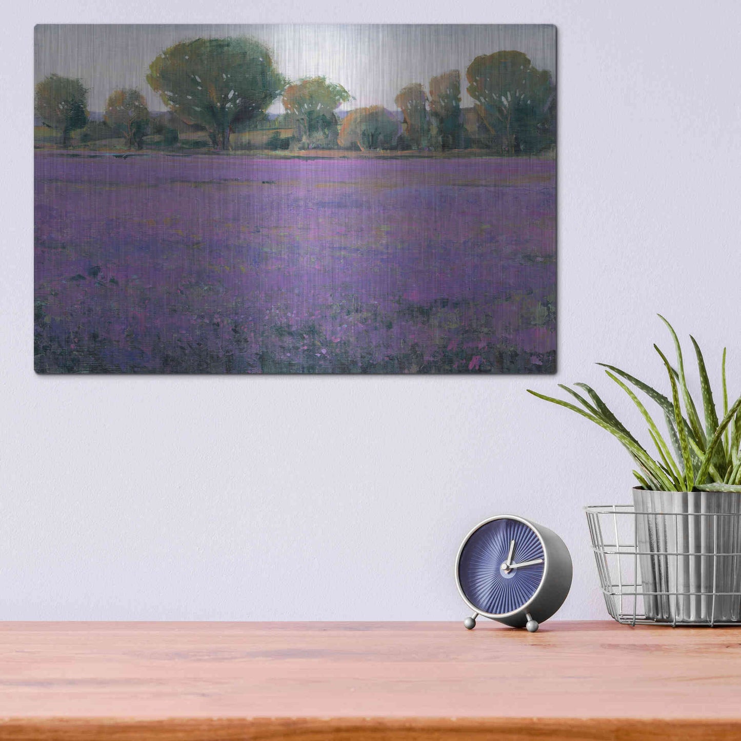 Luxe Metal Art 'Lavender Field I' by Tim O'Toole, Metal Wall Art,16x12