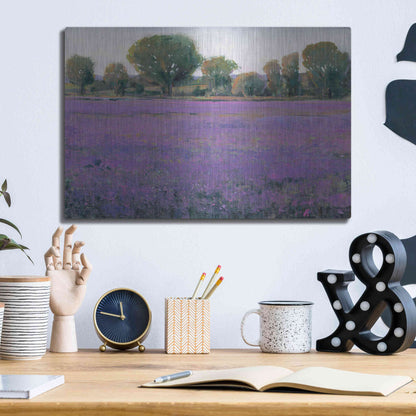 Luxe Metal Art 'Lavender Field I' by Tim O'Toole, Metal Wall Art,16x12