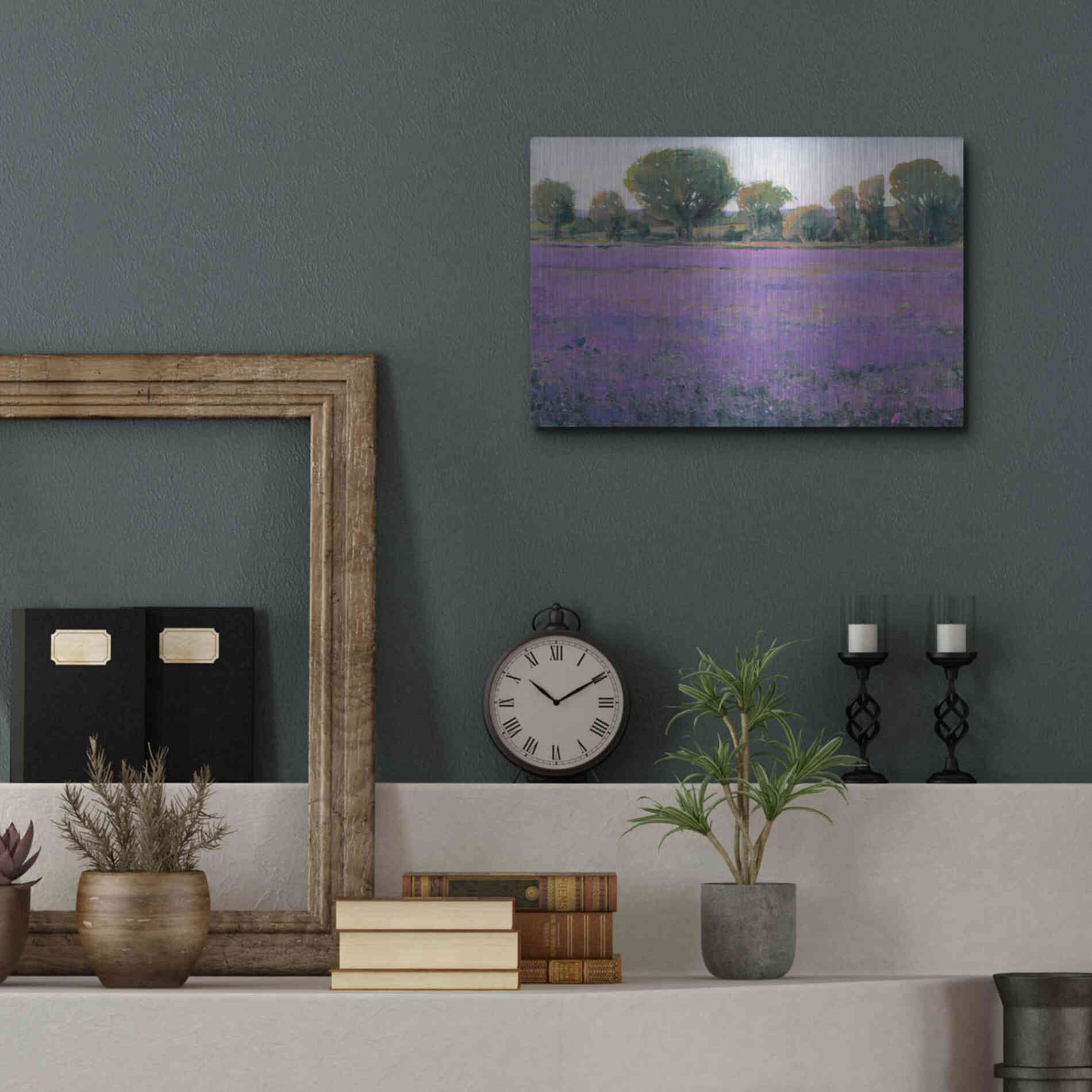 Luxe Metal Art 'Lavender Field I' by Tim O'Toole, Metal Wall Art,16x12