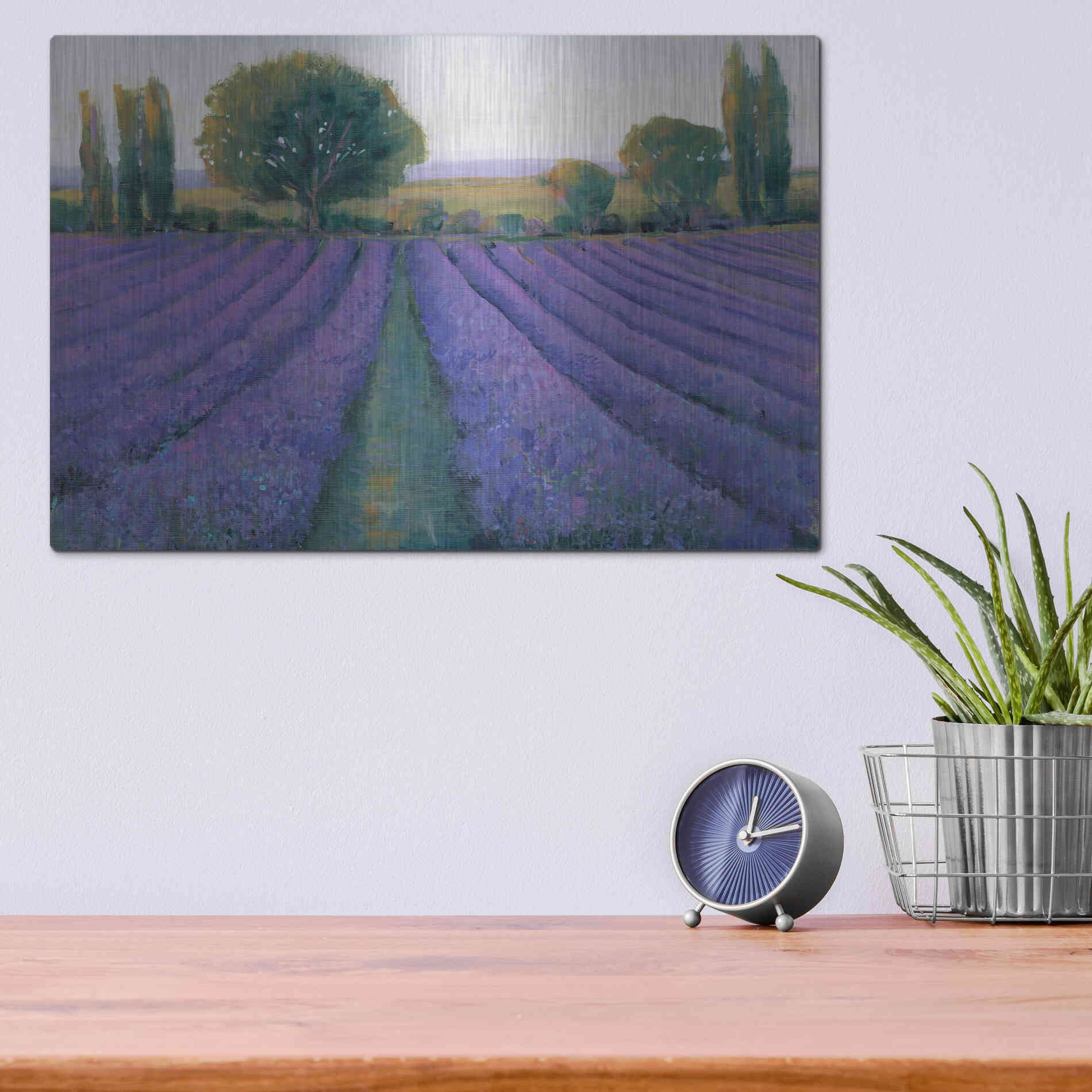 Luxe Metal Art 'Lavender Field II' by Tim O'Toole, Metal Wall Art,16x12