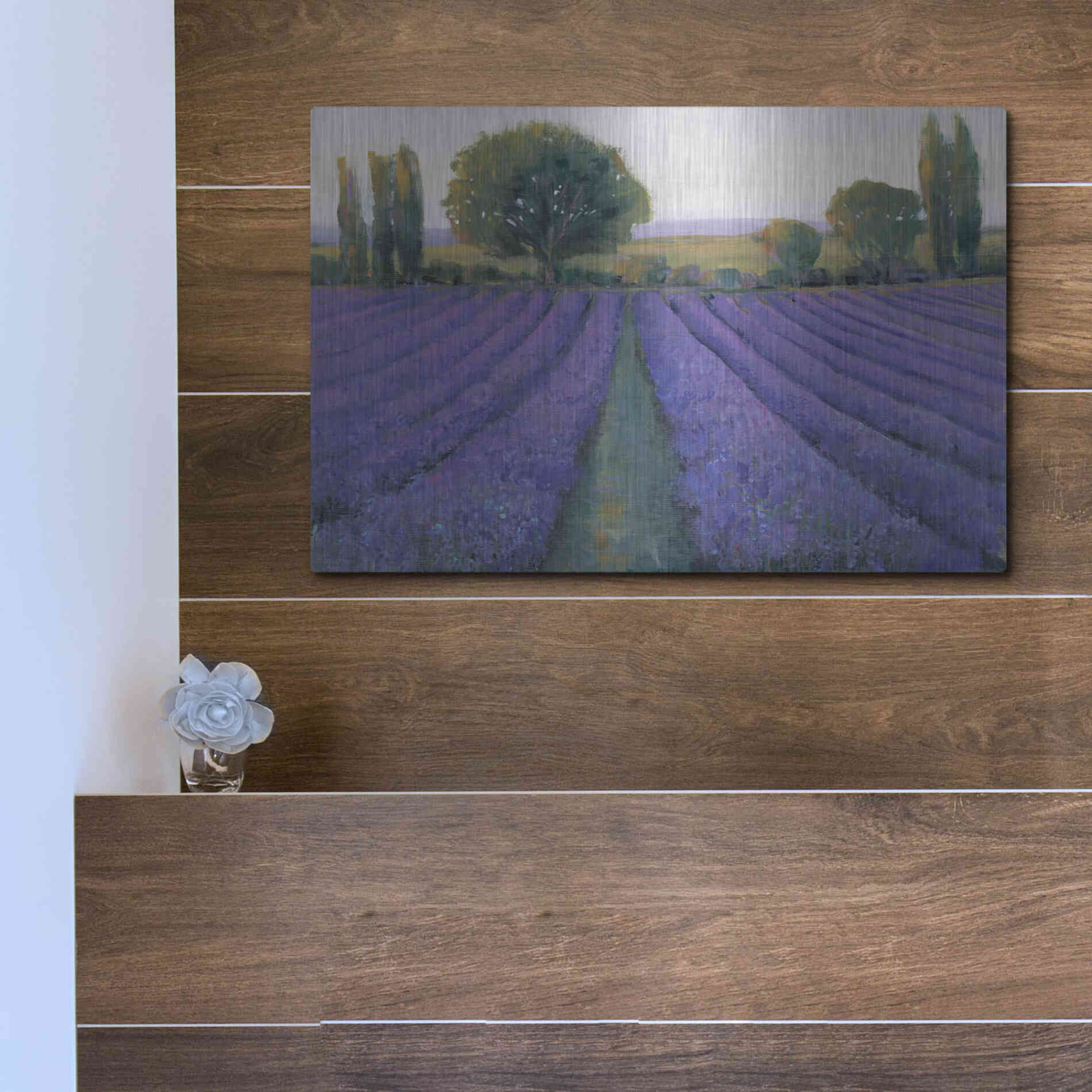 Luxe Metal Art 'Lavender Field II' by Tim O'Toole, Metal Wall Art,16x12