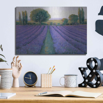 Luxe Metal Art 'Lavender Field II' by Tim O'Toole, Metal Wall Art,16x12