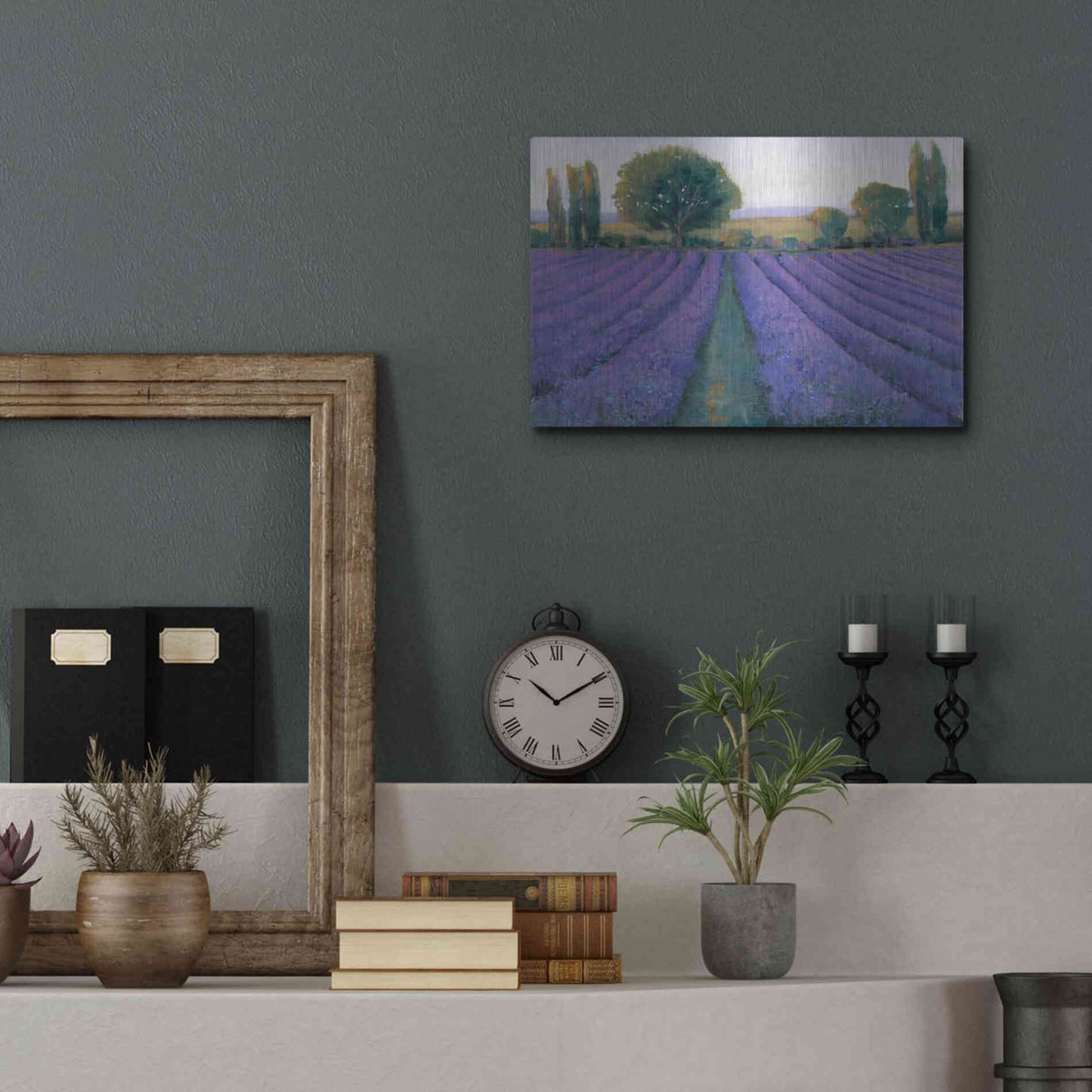 Luxe Metal Art 'Lavender Field II' by Tim O'Toole, Metal Wall Art,16x12