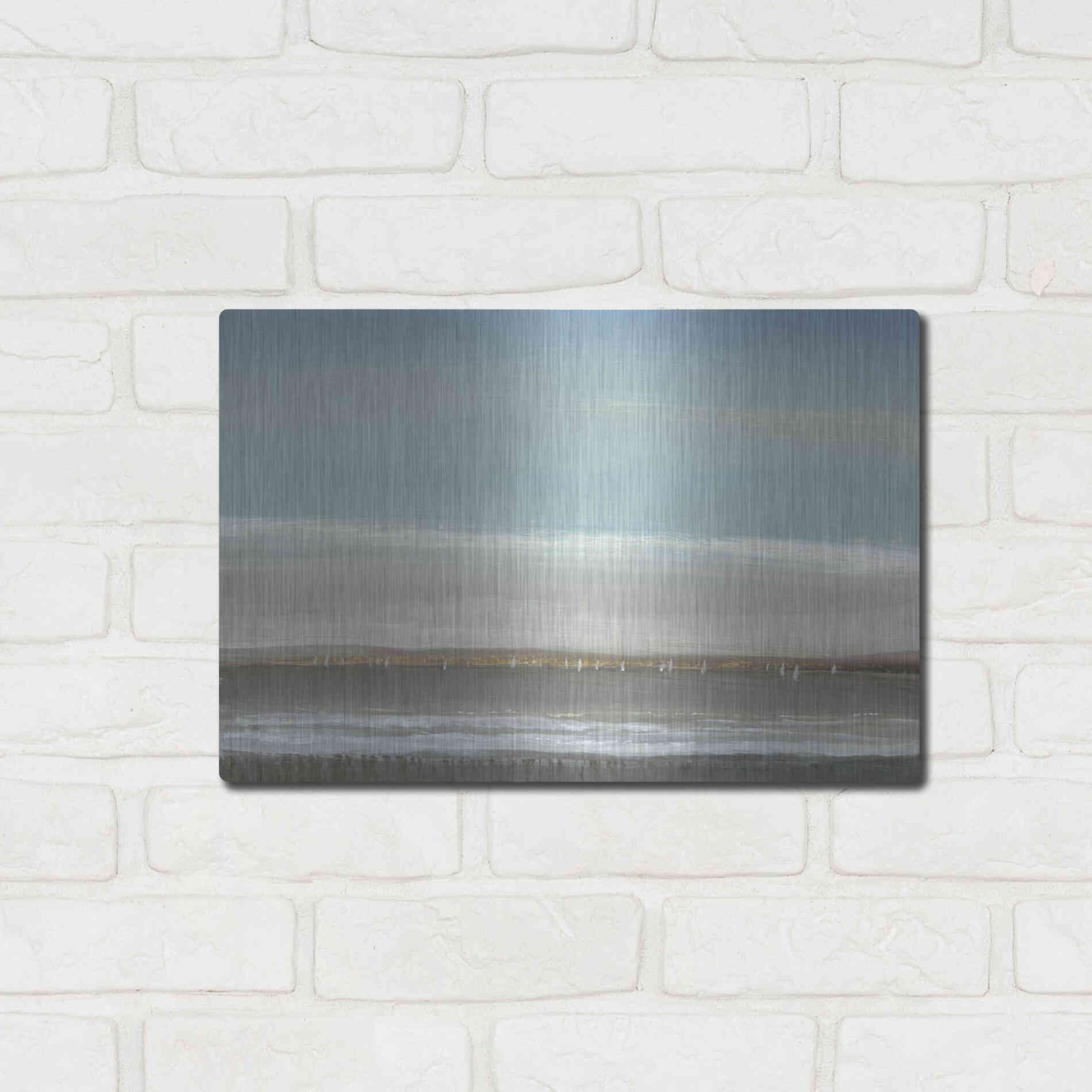 Luxe Metal Art 'Distant Coast I' by Tim O'Toole, Metal Wall Art,16x12