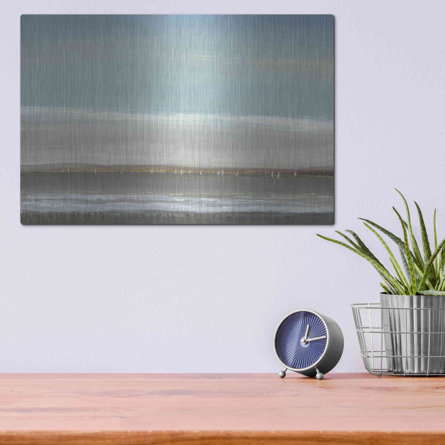 Luxe Metal Art 'Distant Coast I' by Tim O'Toole, Metal Wall Art,16x12