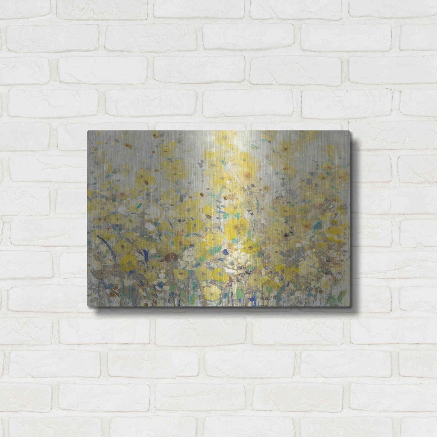 Luxe Metal Art 'Cheerful Garden I' by Tim O'Toole, Metal Wall Art,24x16