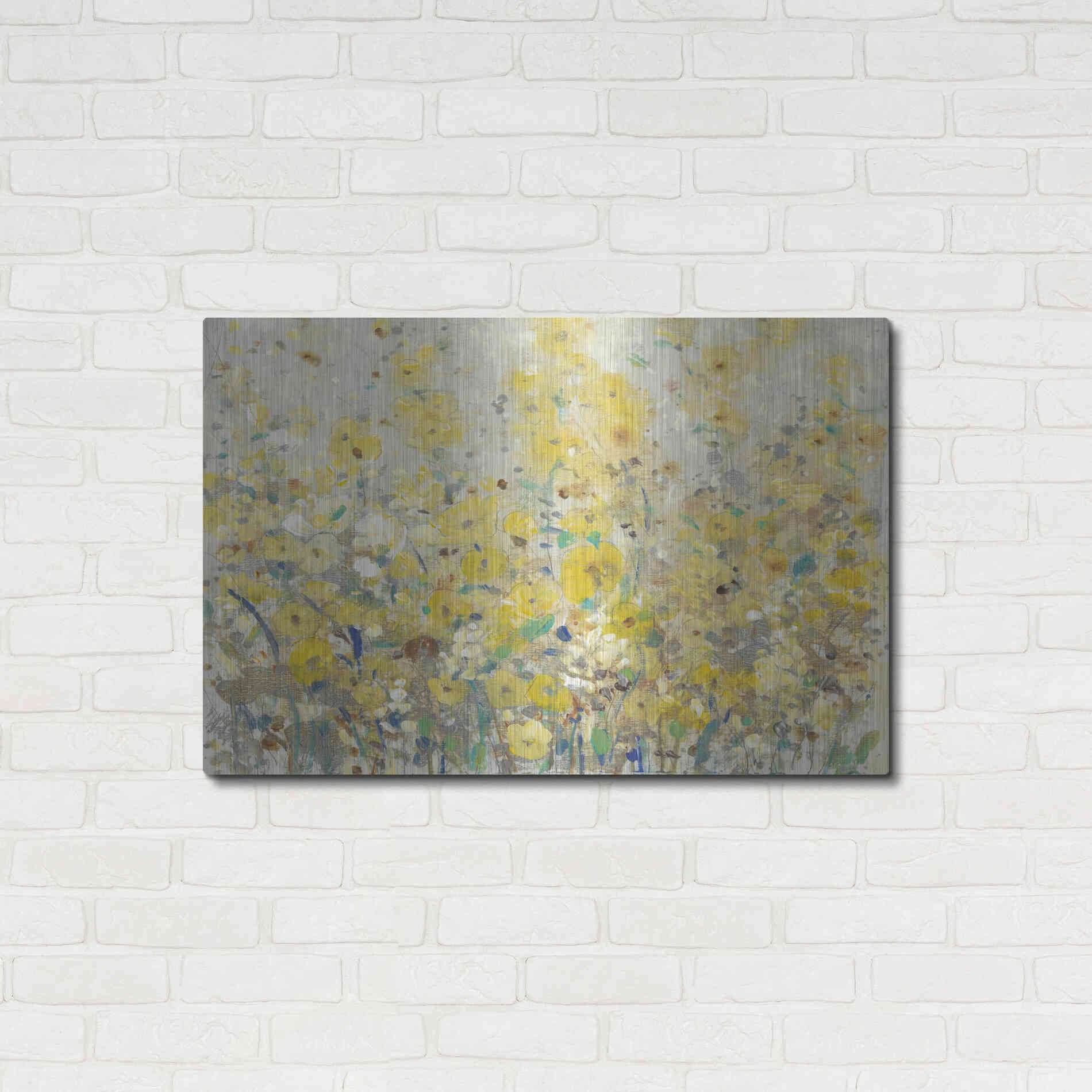 Luxe Metal Art 'Cheerful Garden I' by Tim O'Toole, Metal Wall Art,36x24