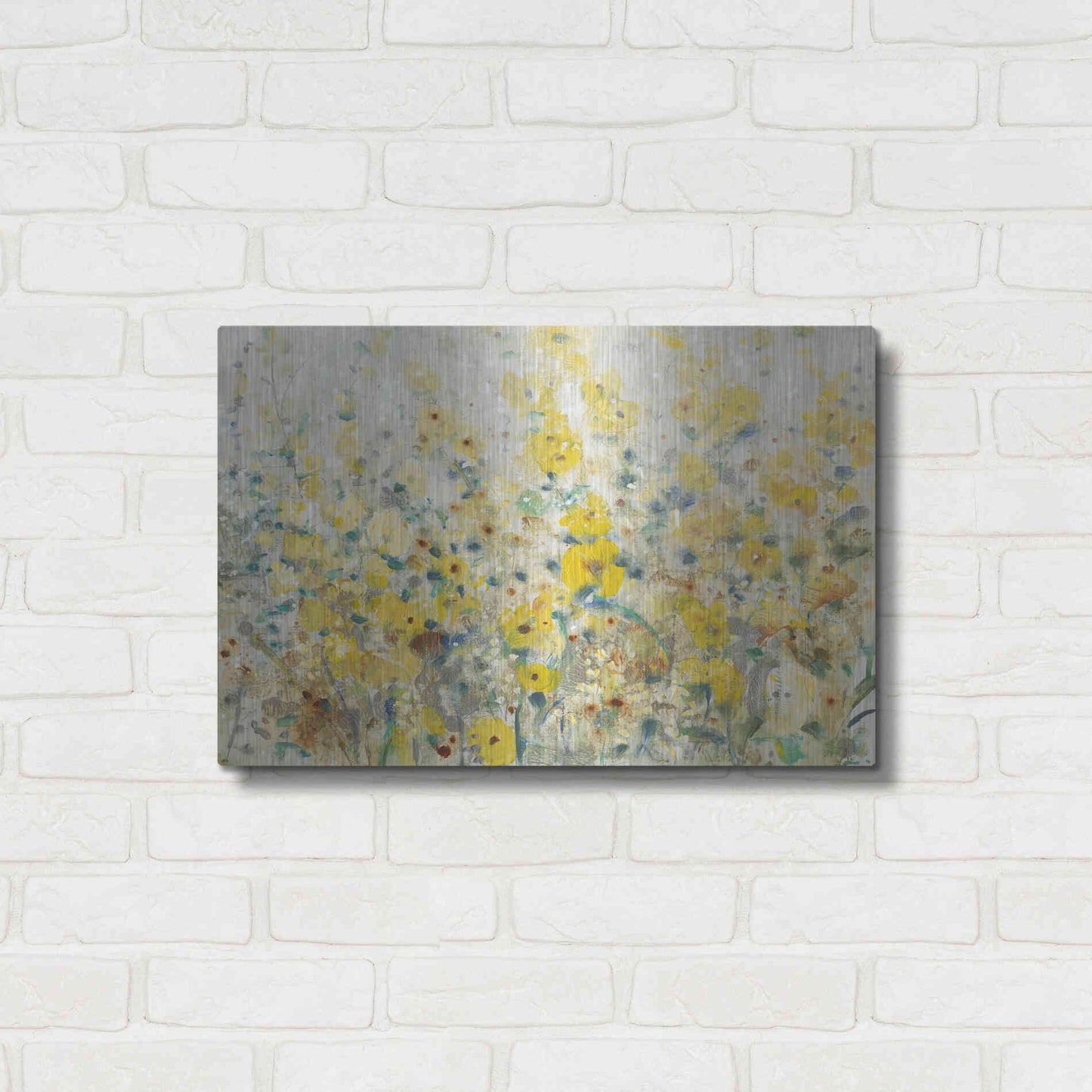 Luxe Metal Art 'Cheerful Garden II' by Tim O'Toole, Metal Wall Art,24x16