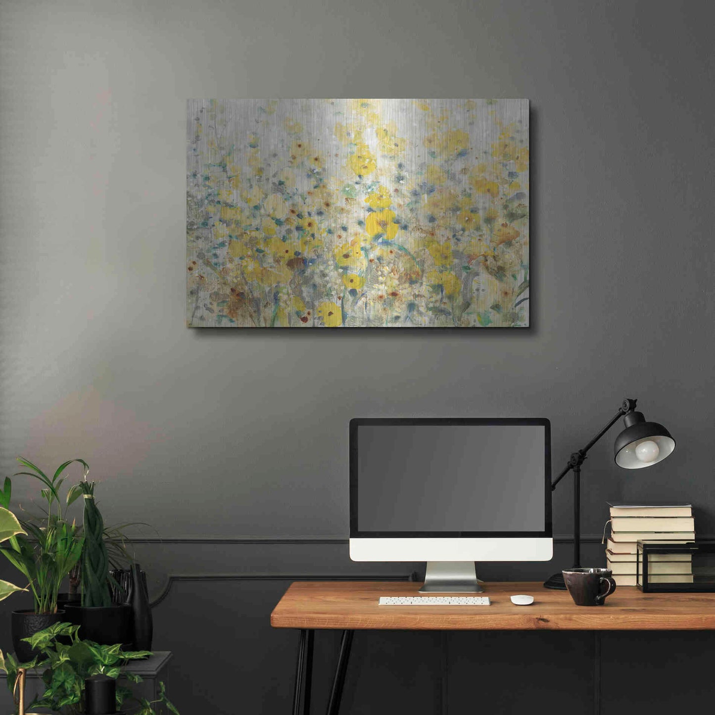 Luxe Metal Art 'Cheerful Garden II' by Tim O'Toole, Metal Wall Art,36x24