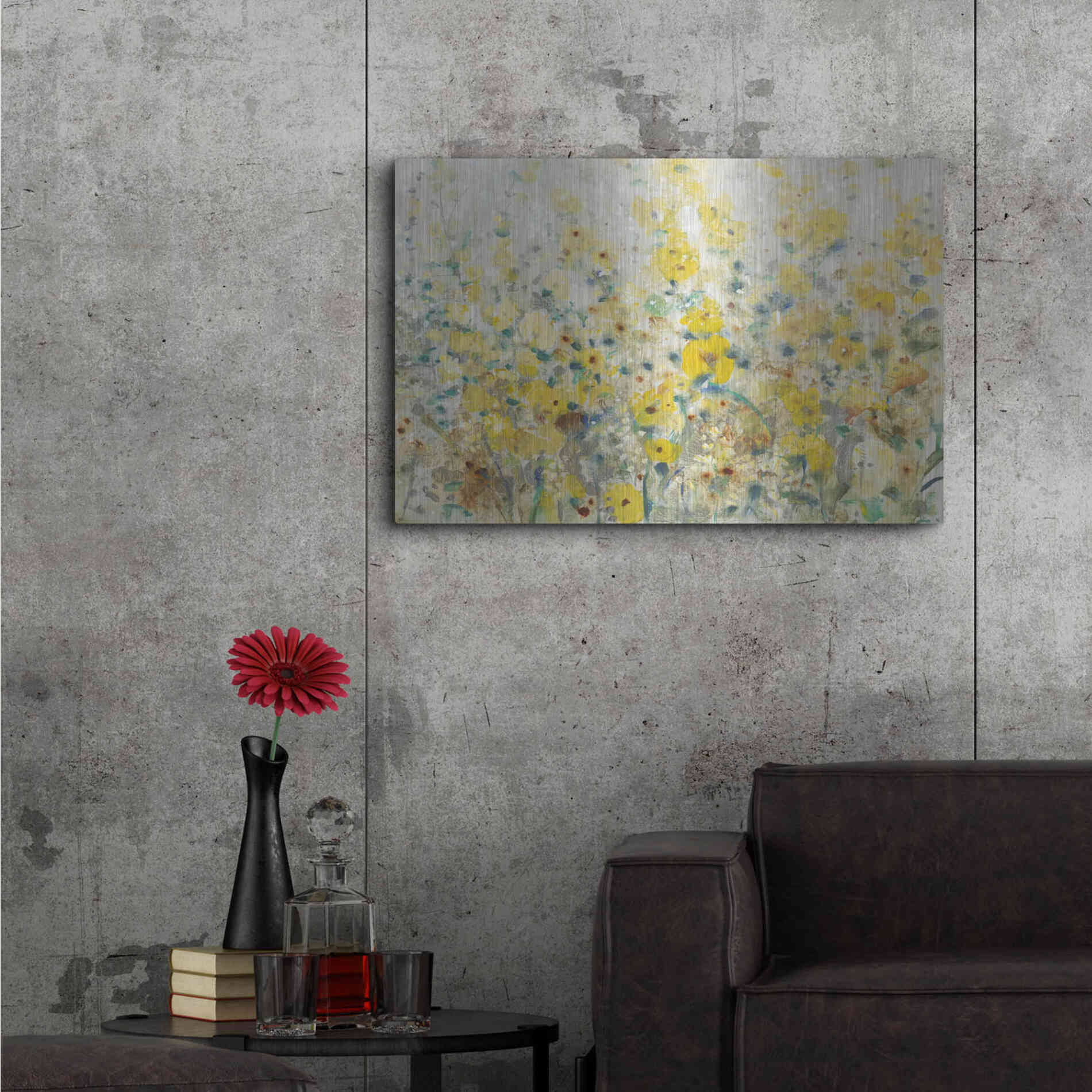 Luxe Metal Art 'Cheerful Garden II' by Tim O'Toole, Metal Wall Art,36x24