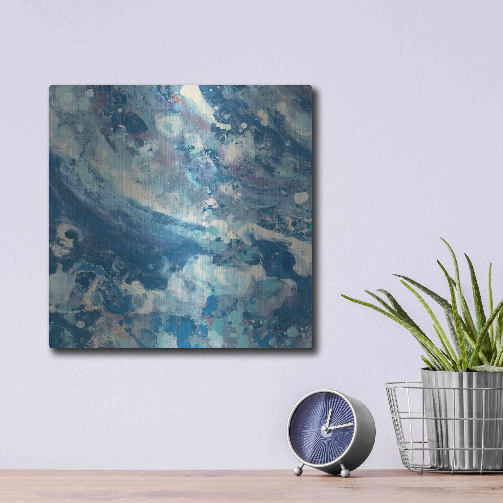 Luxe Metal Art 'Water IV' by Albena Hristova, Metal Wall Art,12x12
