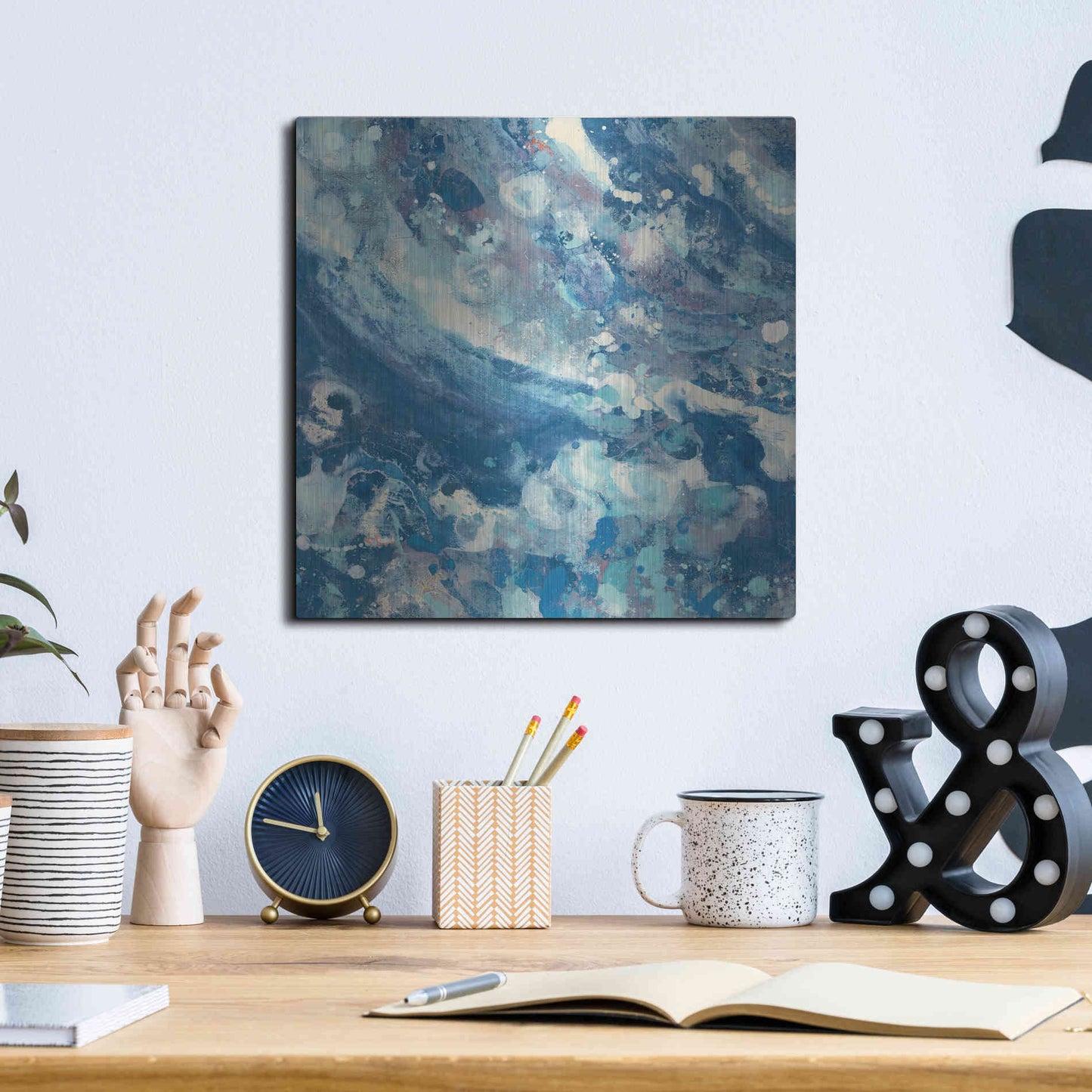 Luxe Metal Art 'Water IV' by Albena Hristova, Metal Wall Art,12x12