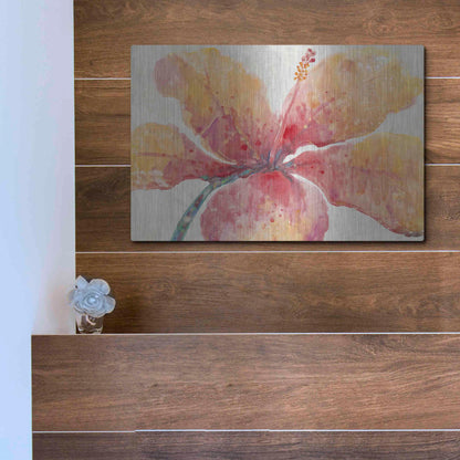 Luxe Metal Art 'Blooming Hibiscus' by Tim O'Toole, Metal Wall Art,16x12