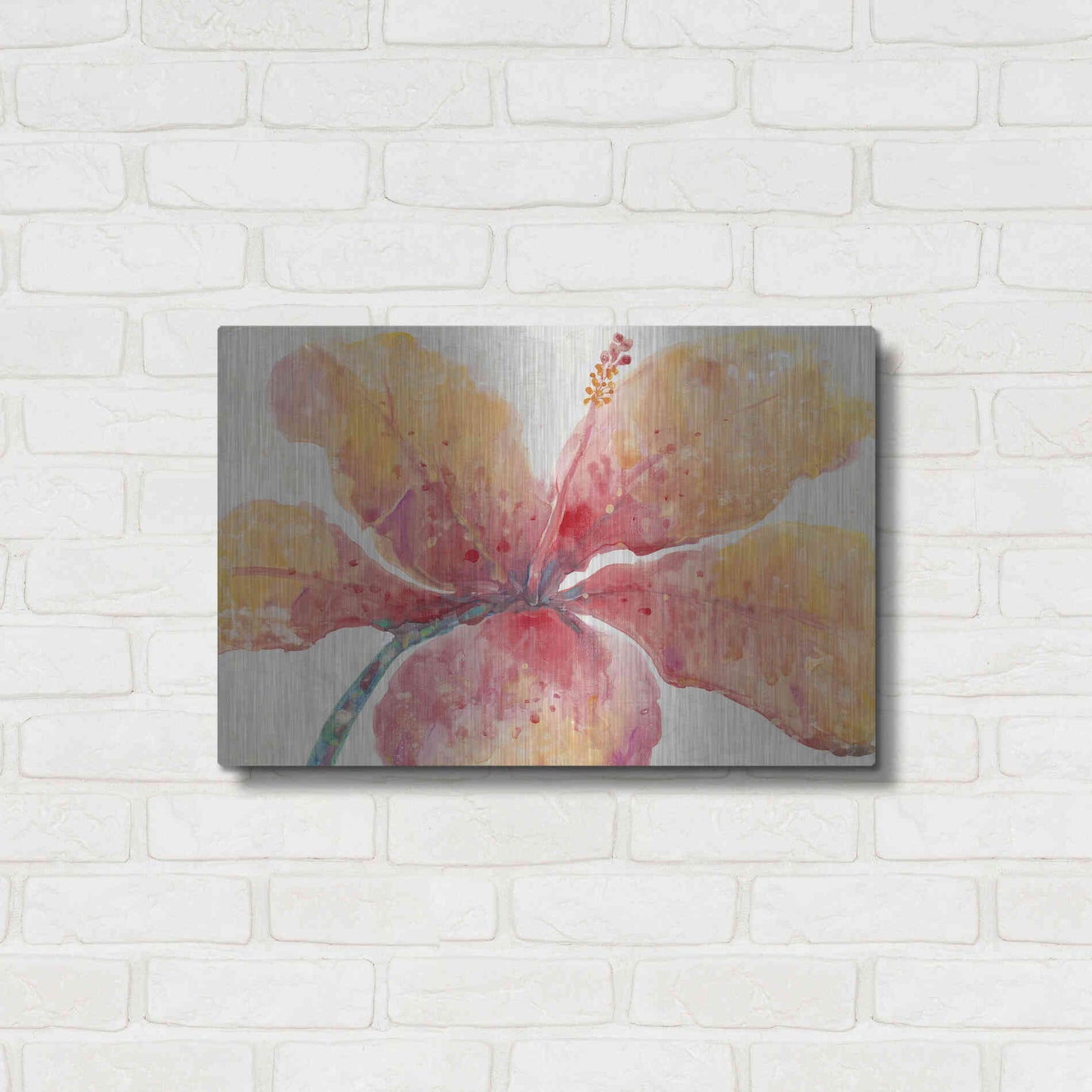 Luxe Metal Art 'Blooming Hibiscus' by Tim O'Toole, Metal Wall Art,24x16