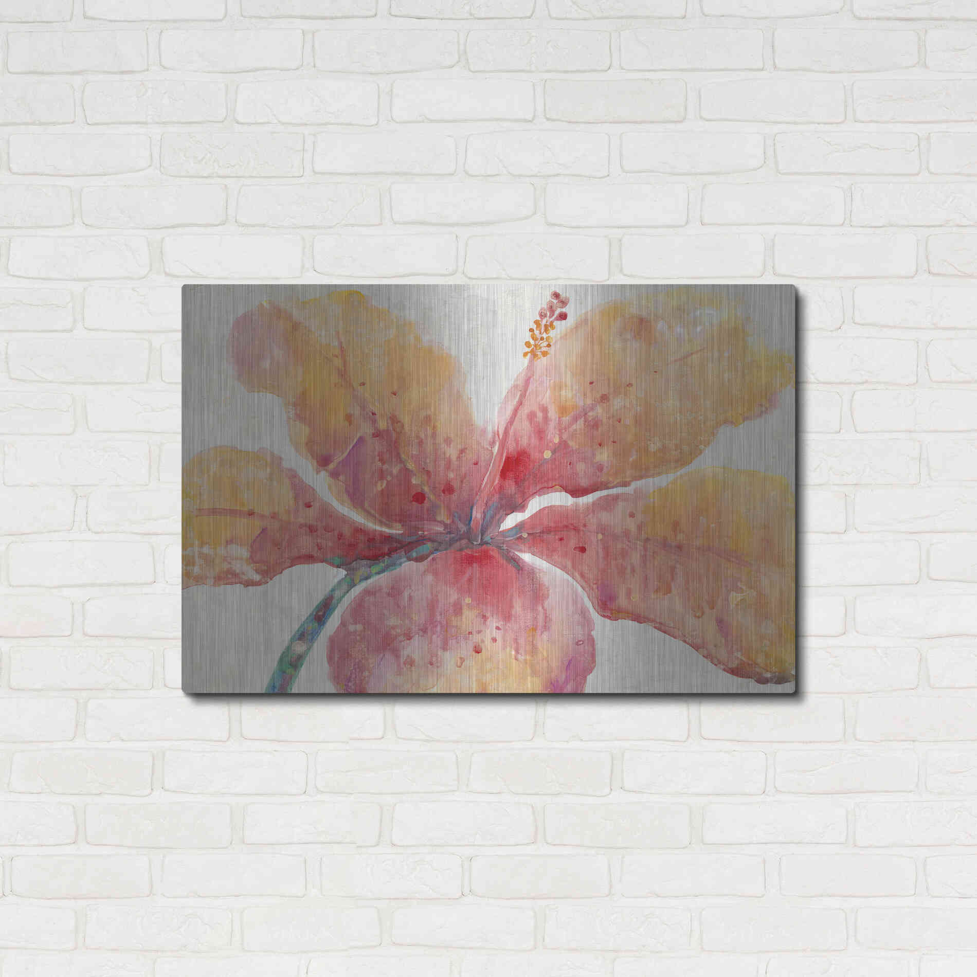 Luxe Metal Art 'Blooming Hibiscus' by Tim O'Toole, Metal Wall Art,36x24
