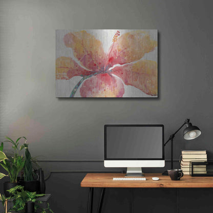 Luxe Metal Art 'Blooming Hibiscus' by Tim O'Toole, Metal Wall Art,36x24