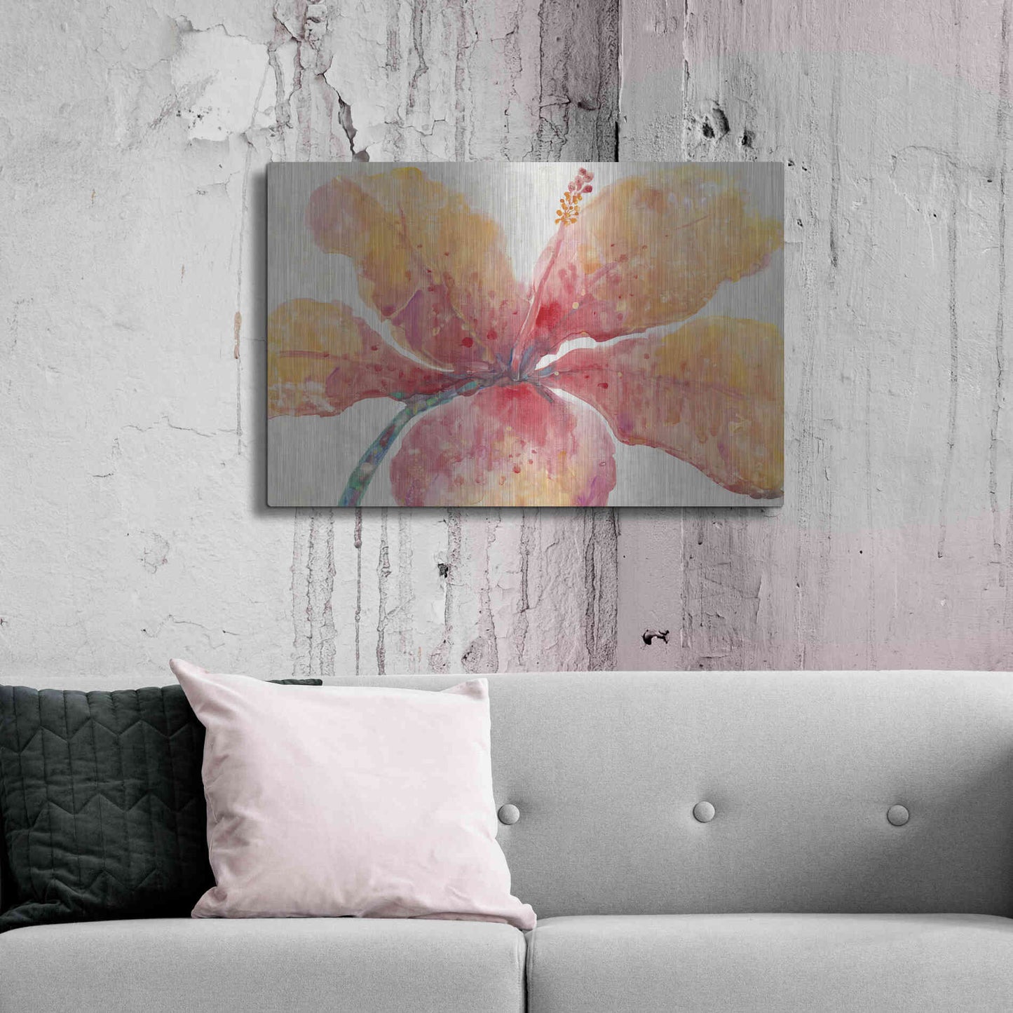 Luxe Metal Art 'Blooming Hibiscus' by Tim O'Toole, Metal Wall Art,36x24
