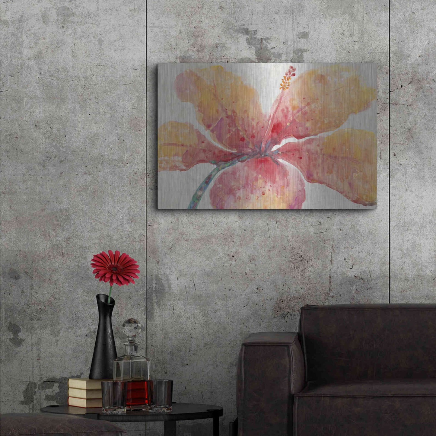 Luxe Metal Art 'Blooming Hibiscus' by Tim O'Toole, Metal Wall Art,36x24