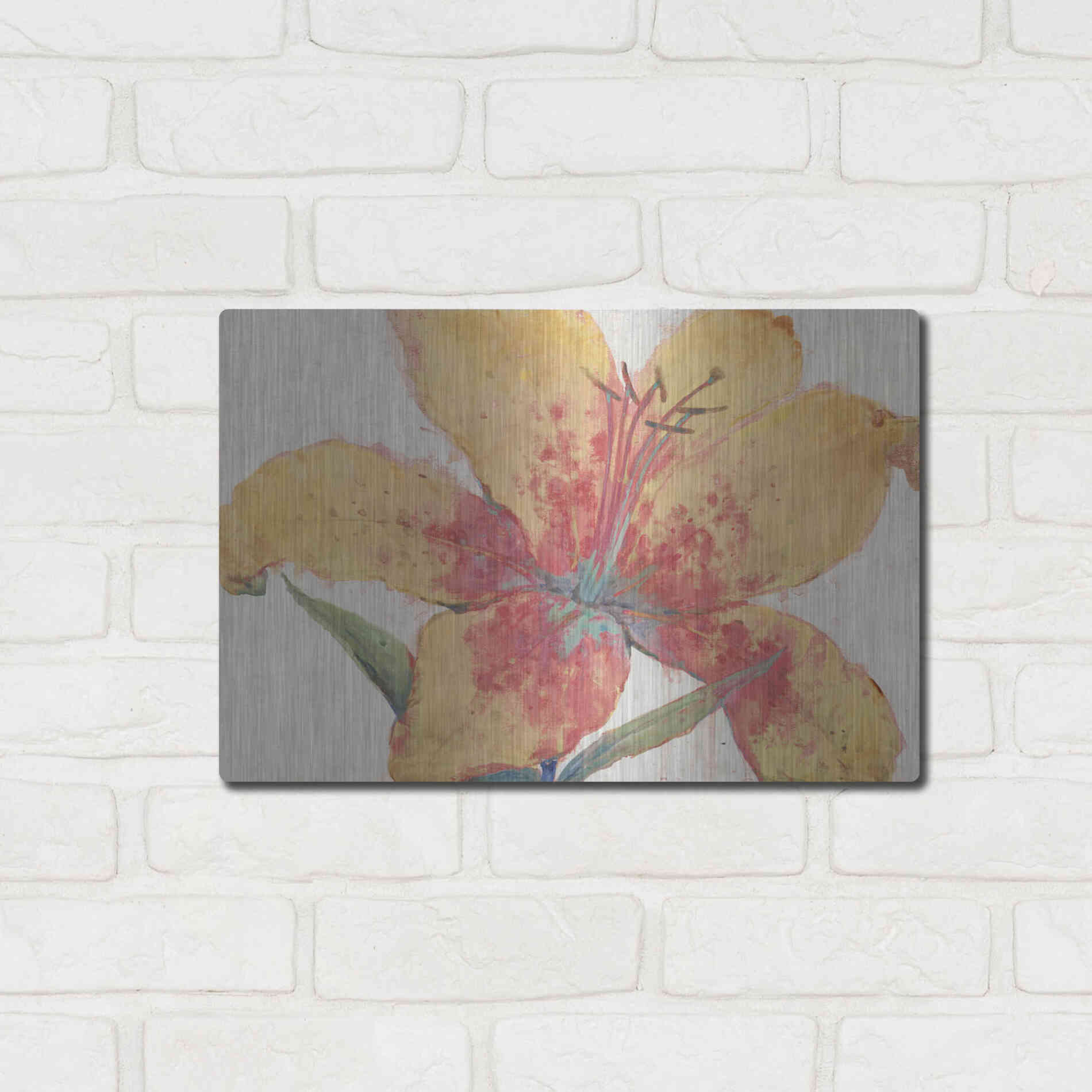 Luxe Metal Art 'Blooming Lily' by Tim O'Toole, Metal Wall Art,16x12