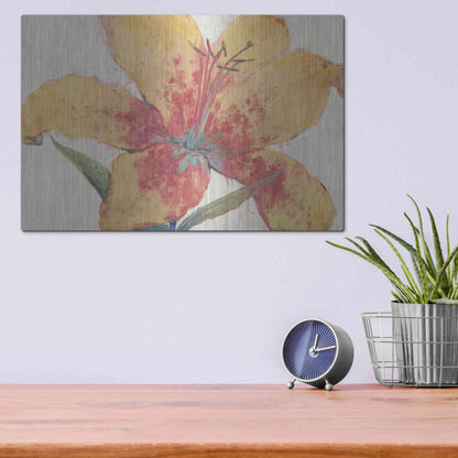 Luxe Metal Art 'Blooming Lily' by Tim O'Toole, Metal Wall Art,16x12