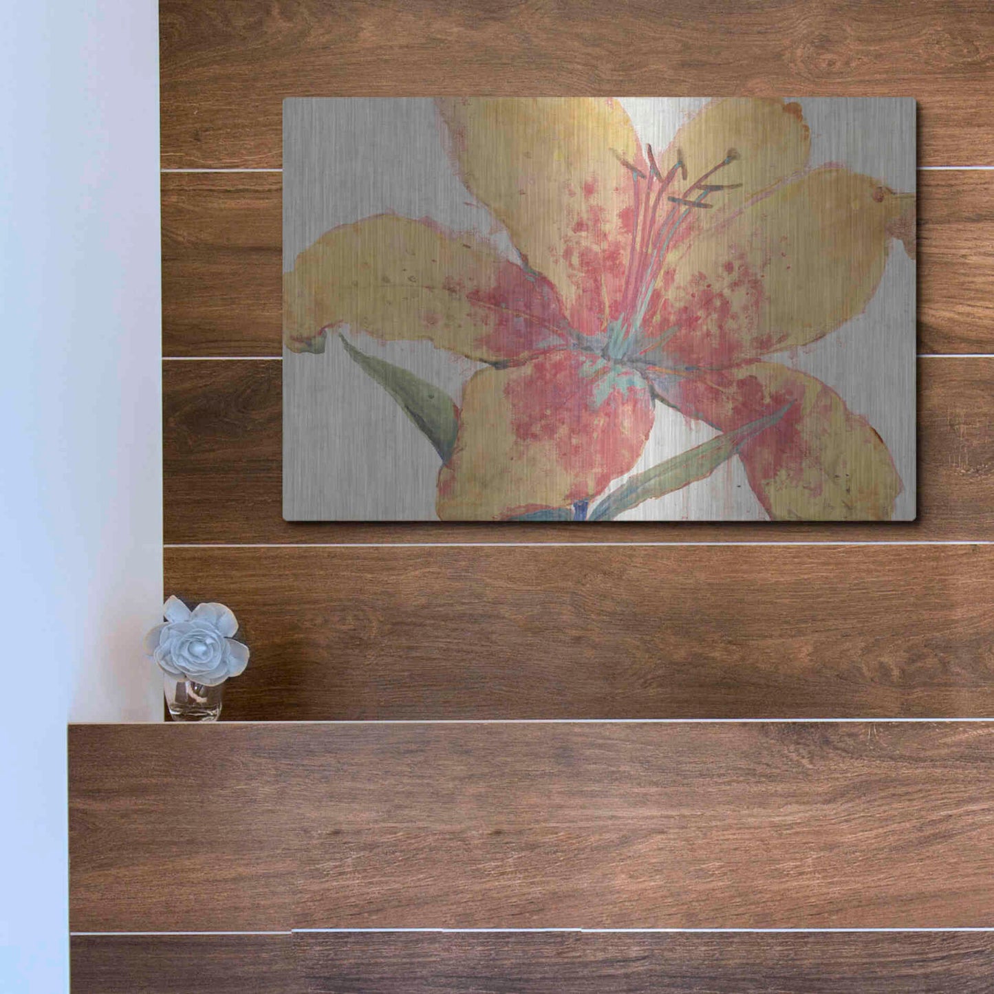 Luxe Metal Art 'Blooming Lily' by Tim O'Toole, Metal Wall Art,16x12