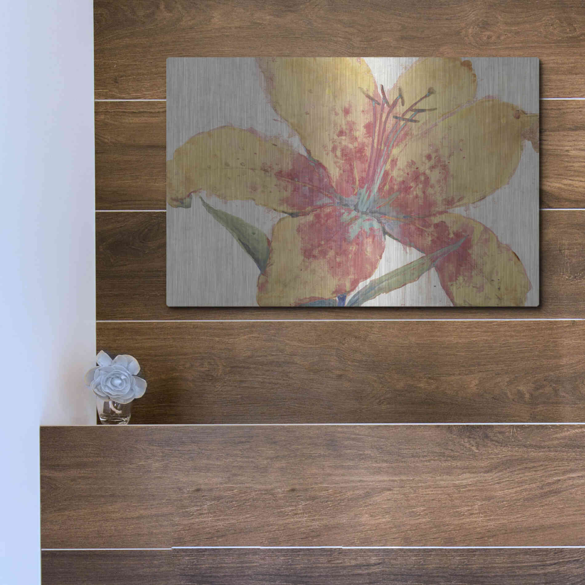 Luxe Metal Art 'Blooming Lily' by Tim O'Toole, Metal Wall Art,16x12