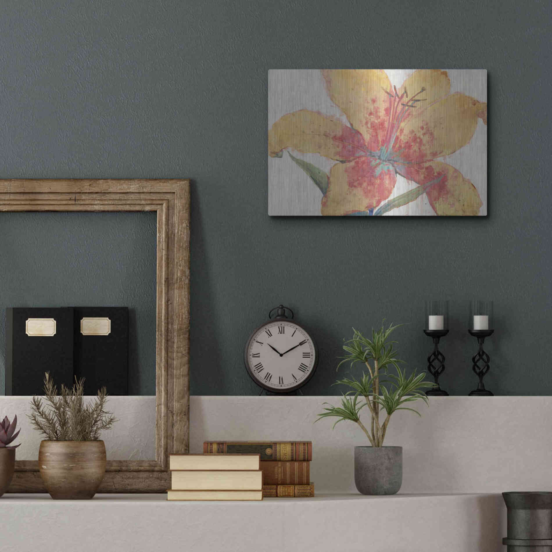 Luxe Metal Art 'Blooming Lily' by Tim O'Toole, Metal Wall Art,16x12