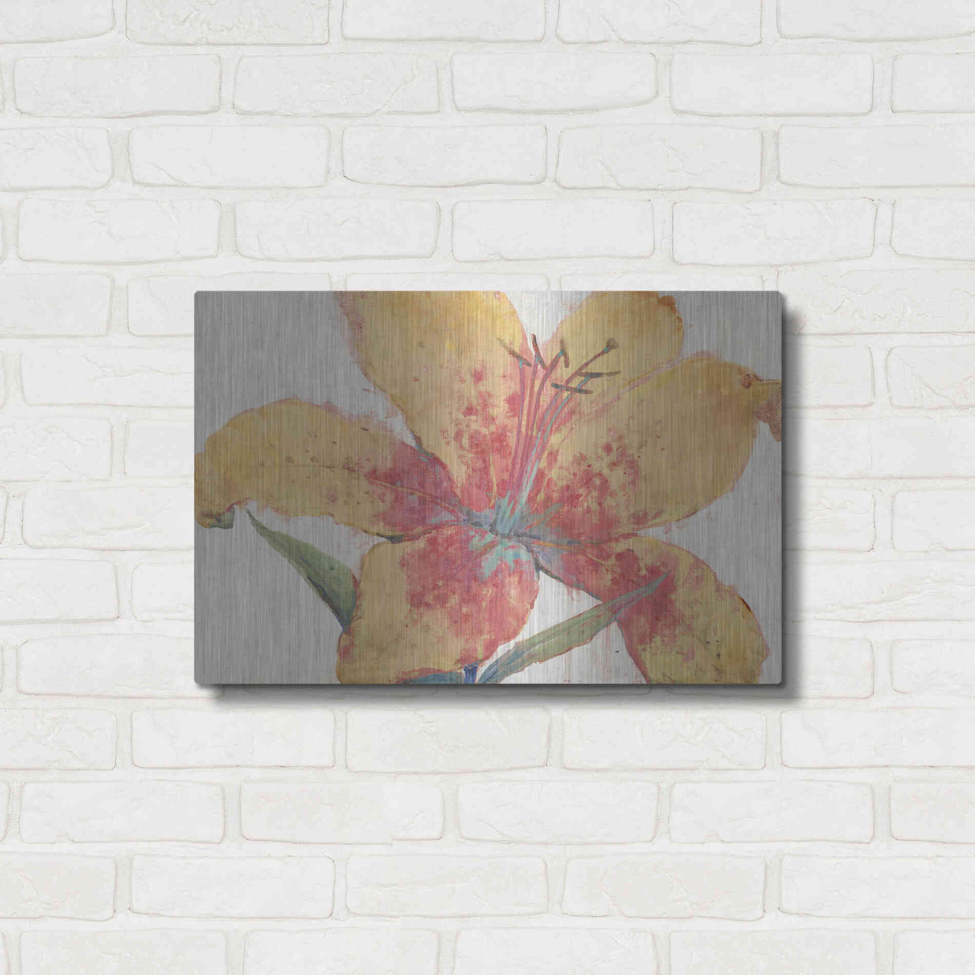 Luxe Metal Art 'Blooming Lily' by Tim O'Toole, Metal Wall Art,24x16
