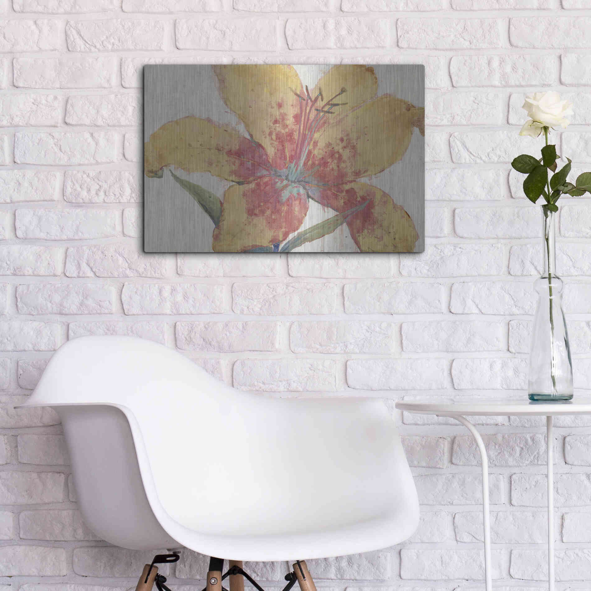Luxe Metal Art 'Blooming Lily' by Tim O'Toole, Metal Wall Art,24x16