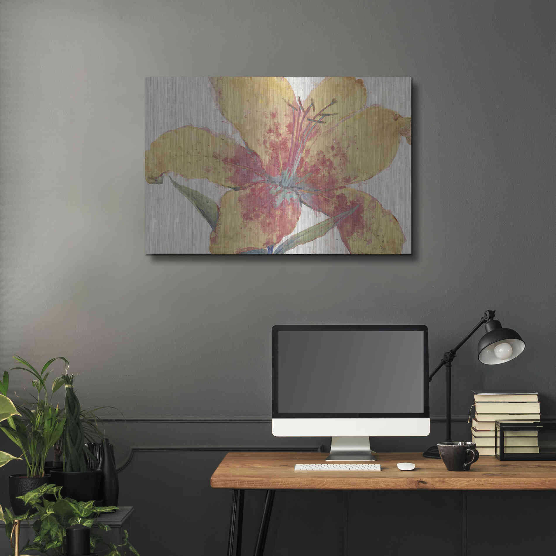 Luxe Metal Art 'Blooming Lily' by Tim O'Toole, Metal Wall Art,36x24