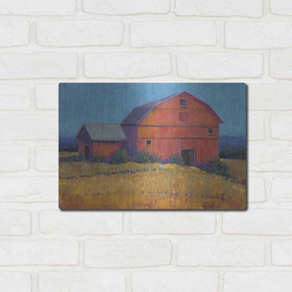 Luxe Metal Art 'Colorful Barn View I' by Tim O'Toole, Metal Wall Art,16x12